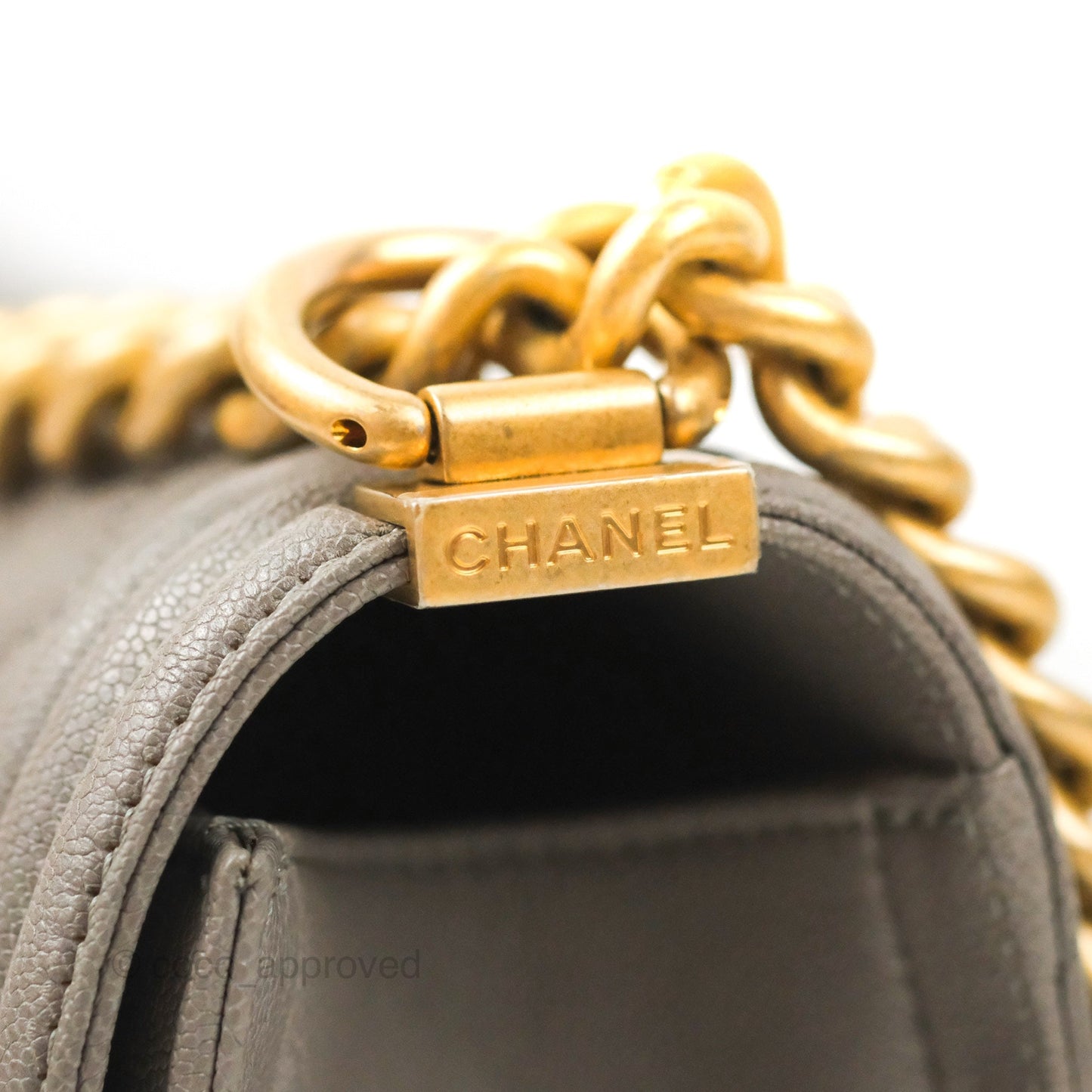 Chanel Quilted Medium Boy Grey Caviar Aged Gold Hardware