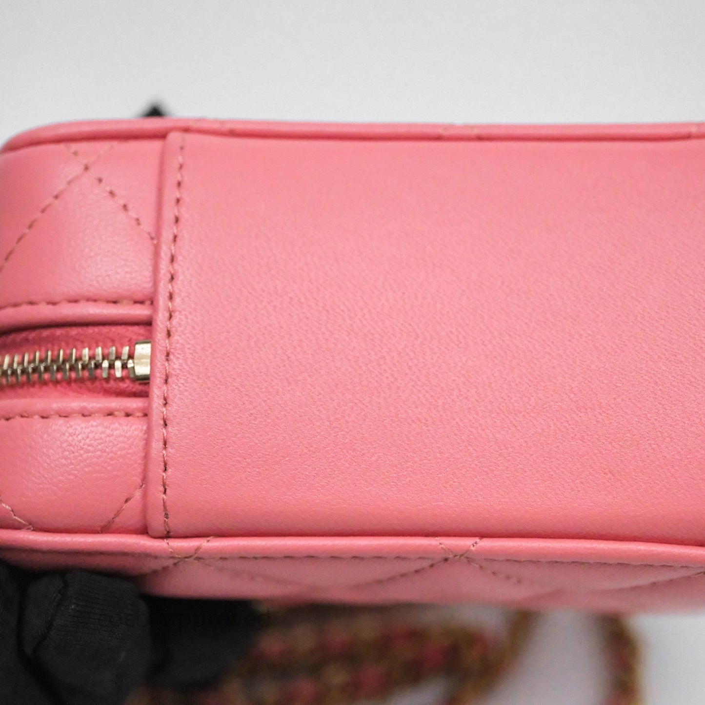 Chanel Top Handle Vanity Case Pink Lambskin Aged Gold Hardware