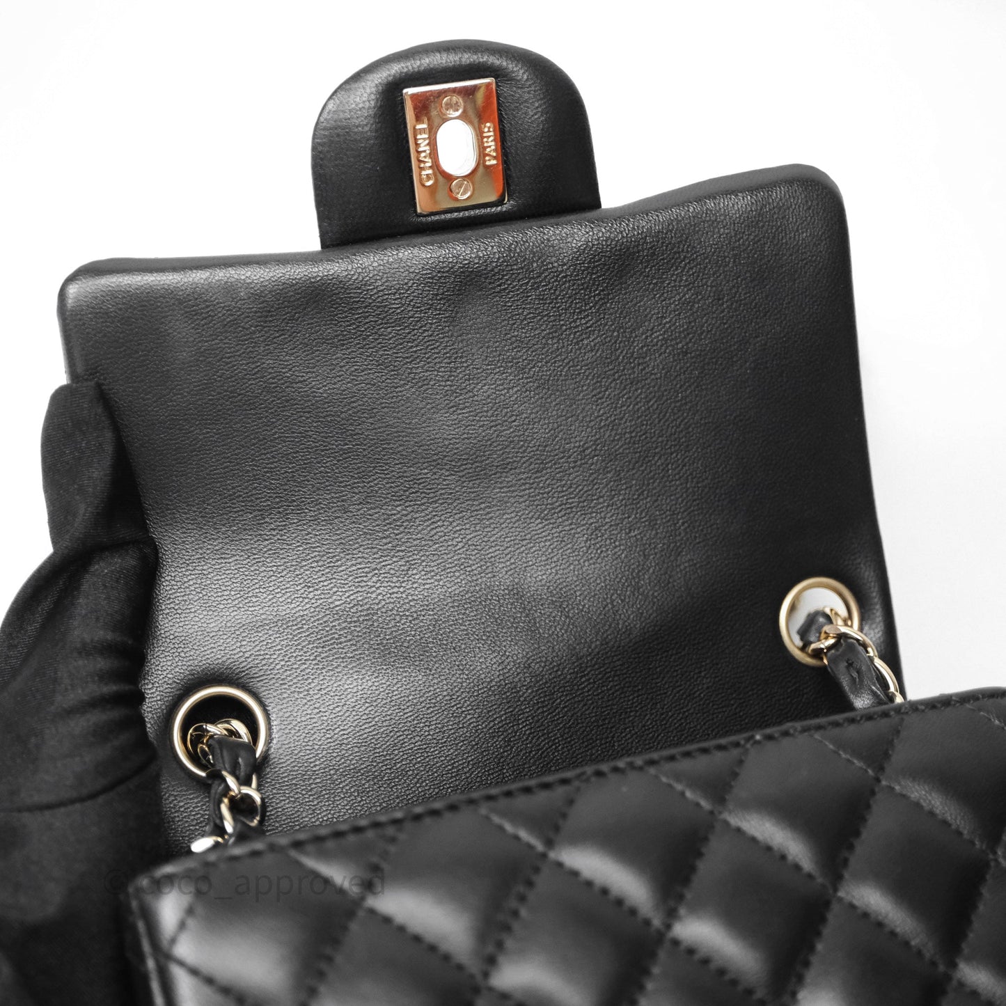 Chanel Mini Square Black Lambskin Gold Hardware