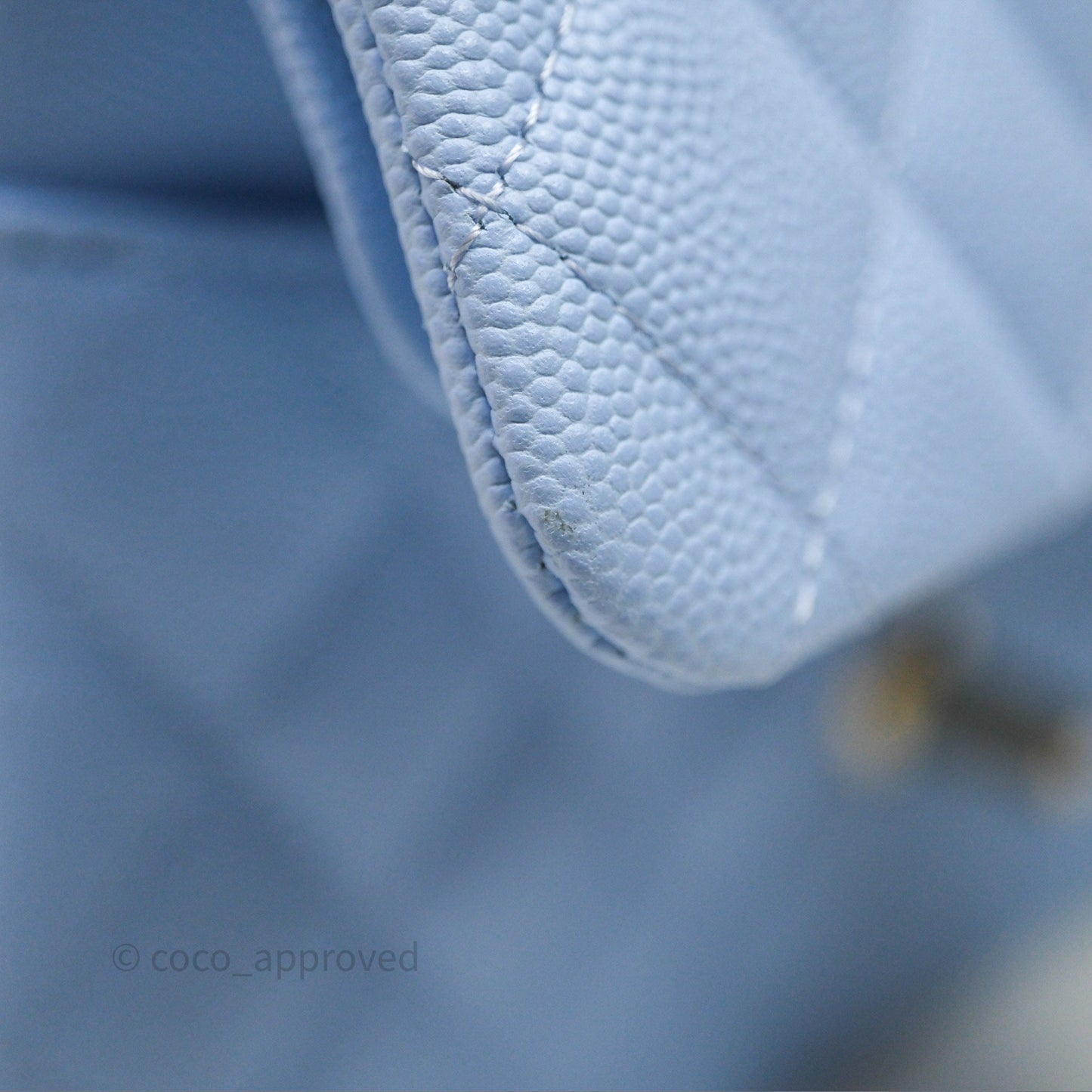 Chanel Small Classic Flap Quilted Sky Blue Caviar Gold Hardware