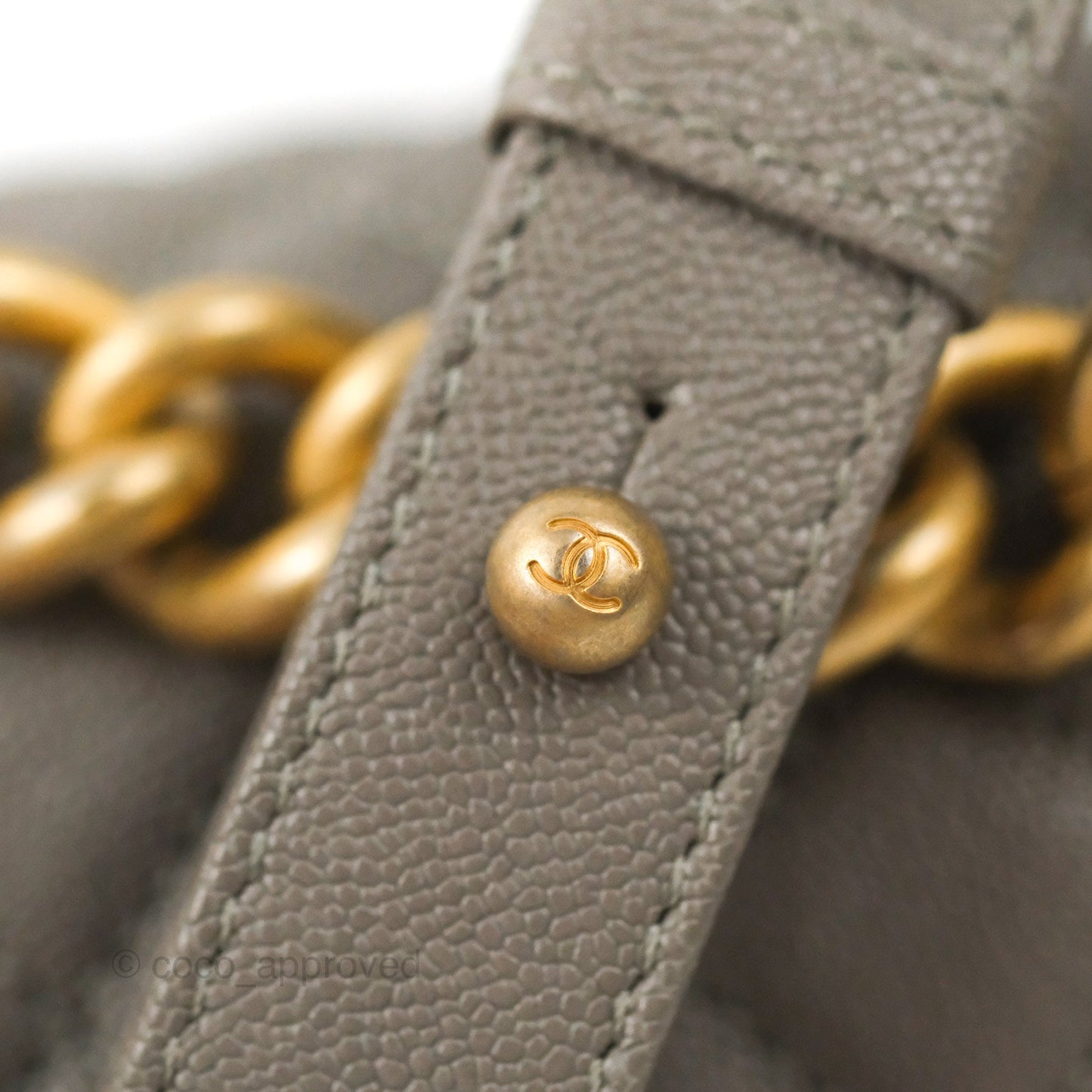 Chanel Quilted Medium Boy Grey Caviar Aged Gold Hardware