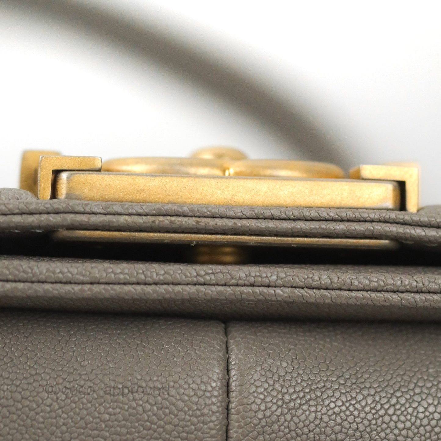 Chanel Quilted Medium Boy Grey Caviar Aged Gold Hardware