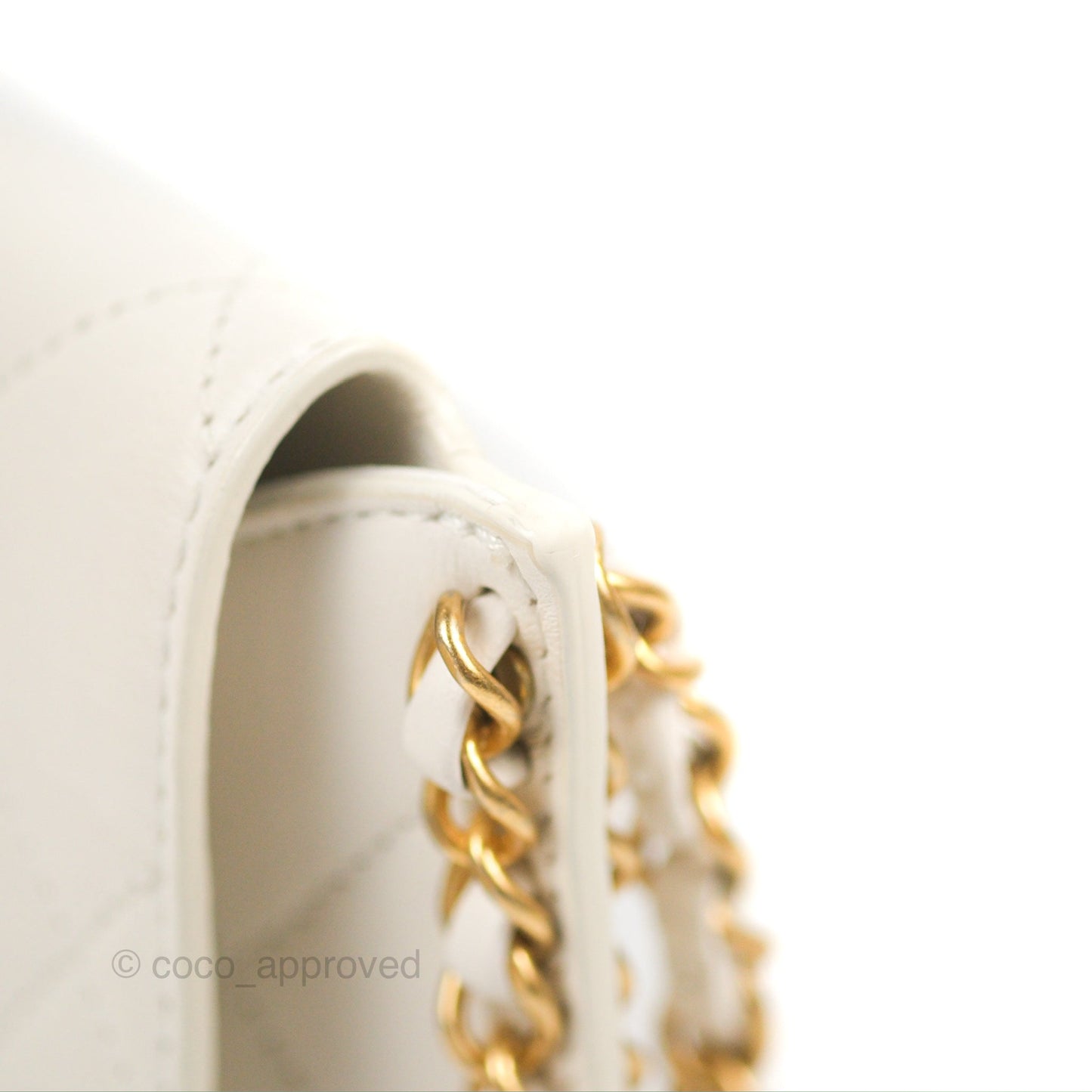Chanel Hobo Bag White Calfskin Aged Gold Hardware 21S