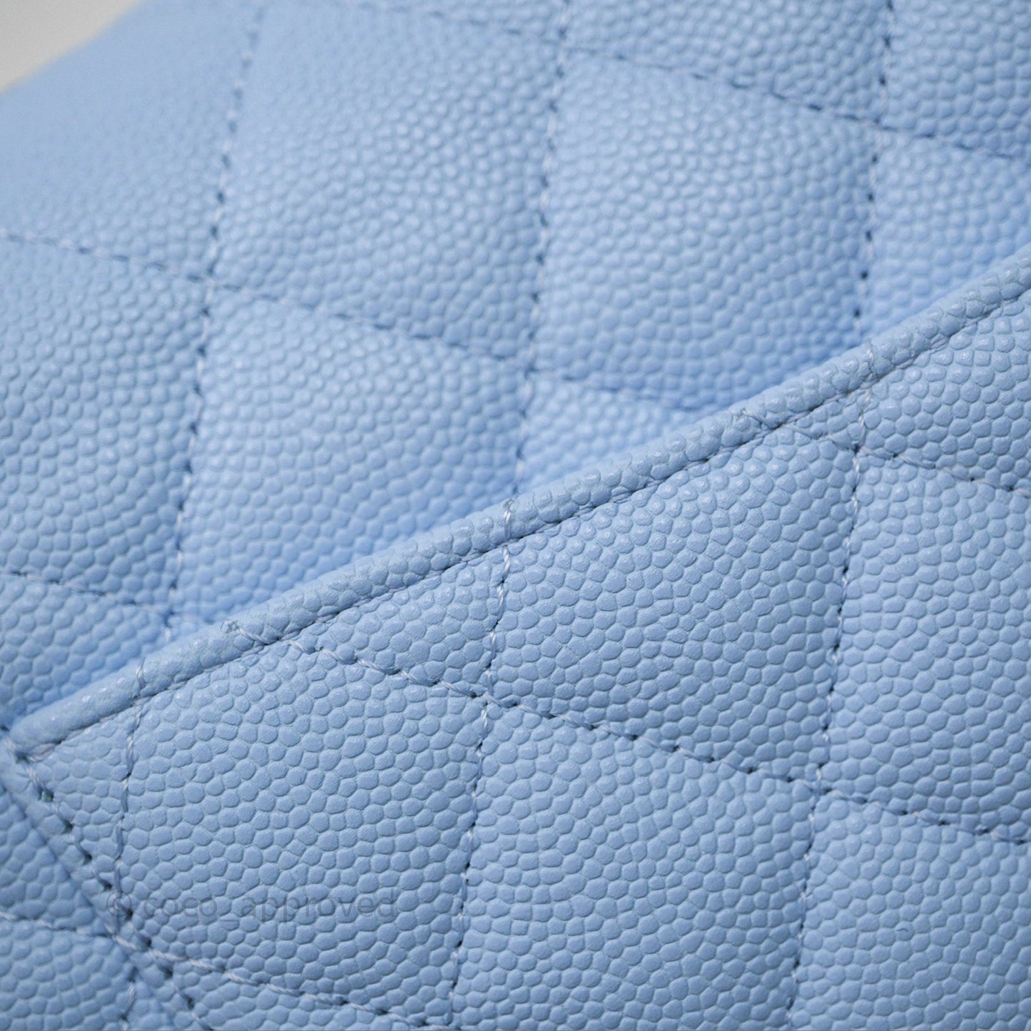 Chanel Small Classic Flap Quilted Sky Blue Caviar Gold Hardware