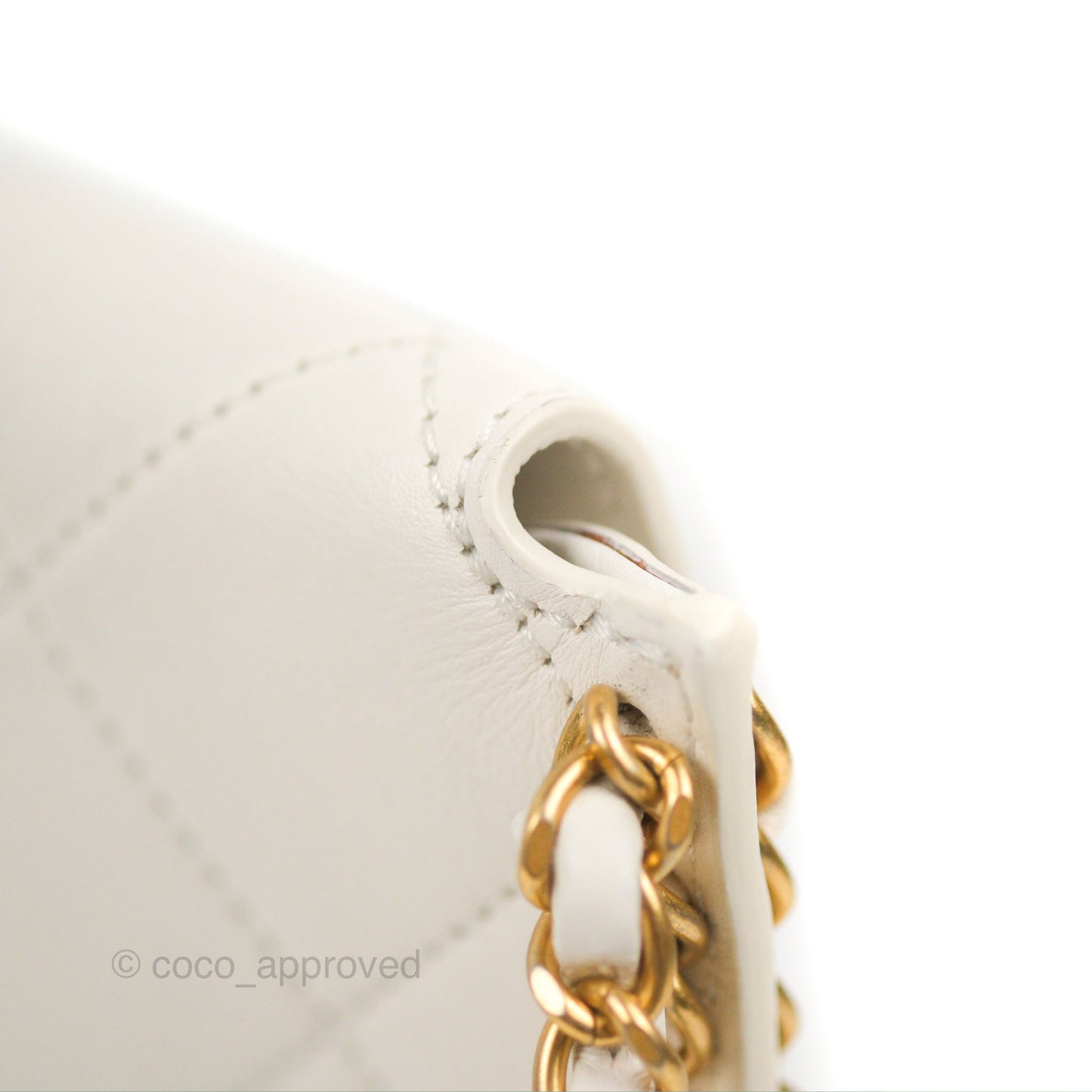 Chanel Hobo Bag White Calfskin Aged Gold Hardware 21S