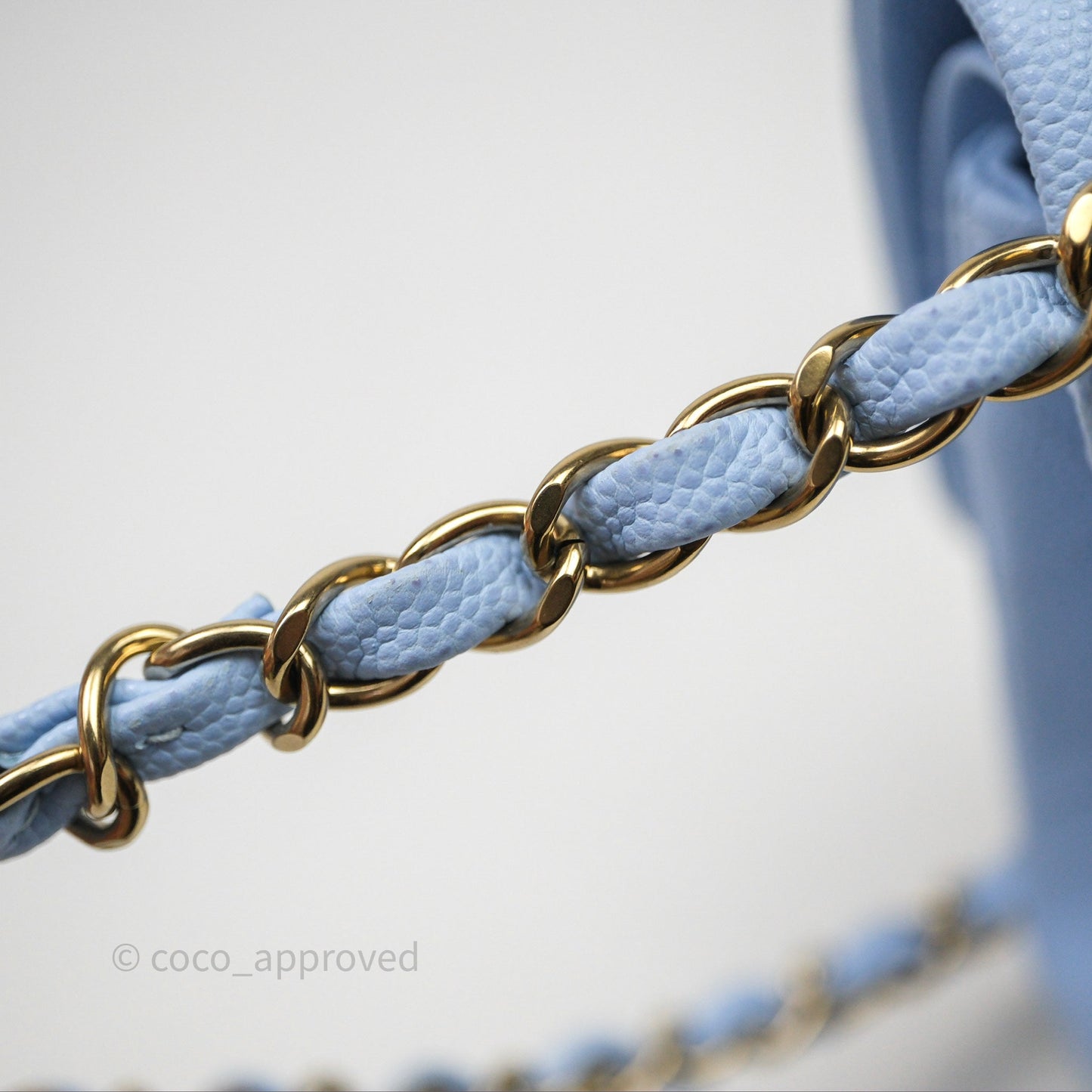 Chanel Small Classic Flap Quilted Sky Blue Caviar Gold Hardware