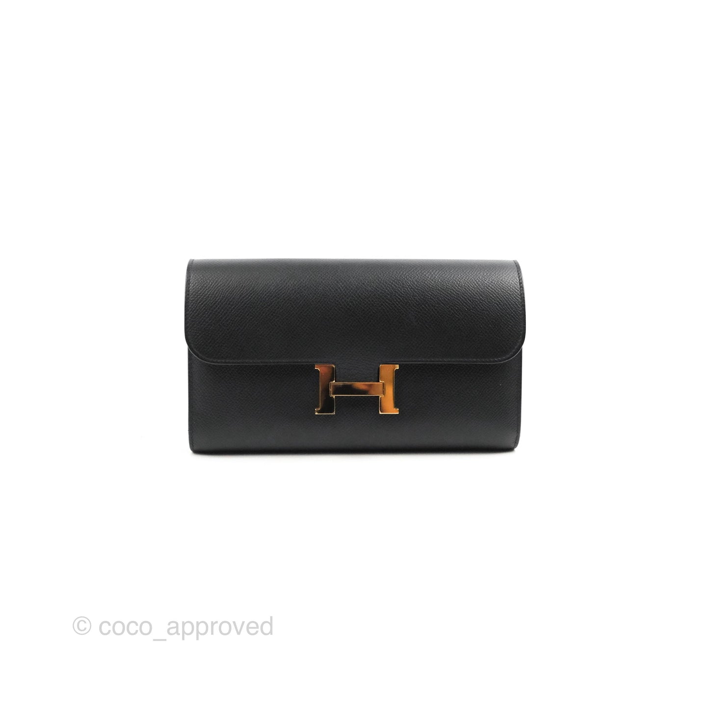 Hermès Constance Long Wallet Black Epsom Gold Hardware