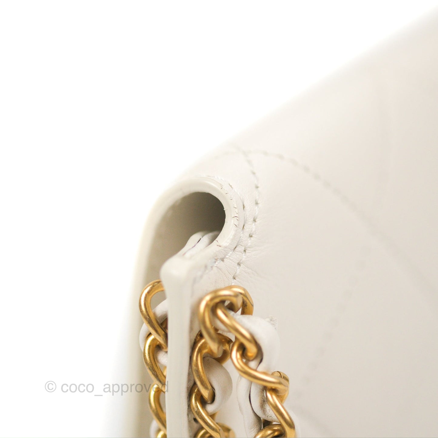 Chanel Hobo Bag White Calfskin Aged Gold Hardware 21S