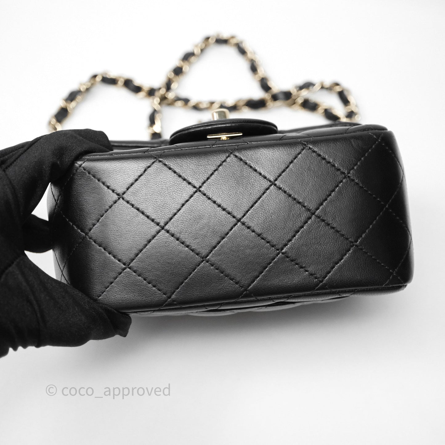 Chanel Mini Square Black Lambskin Gold Hardware