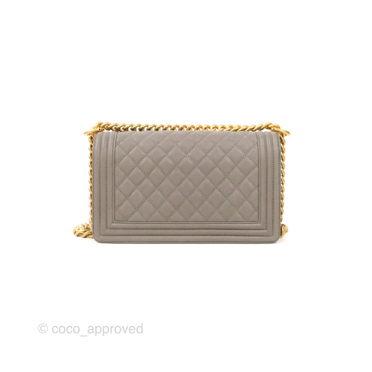 Chanel Quilted Medium Boy Grey Caviar Aged Gold Hardware