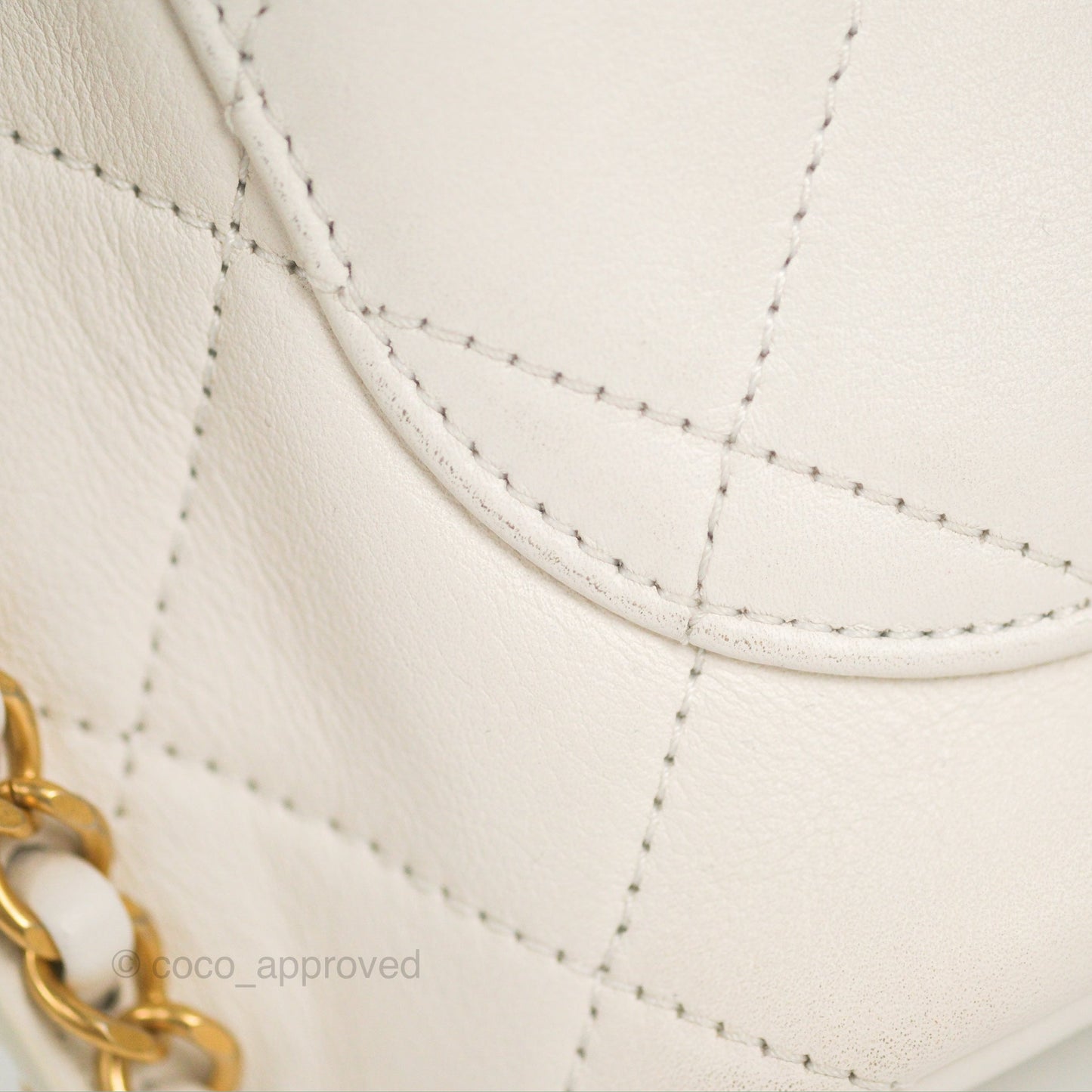 Chanel Hobo Bag White Calfskin Aged Gold Hardware 21S