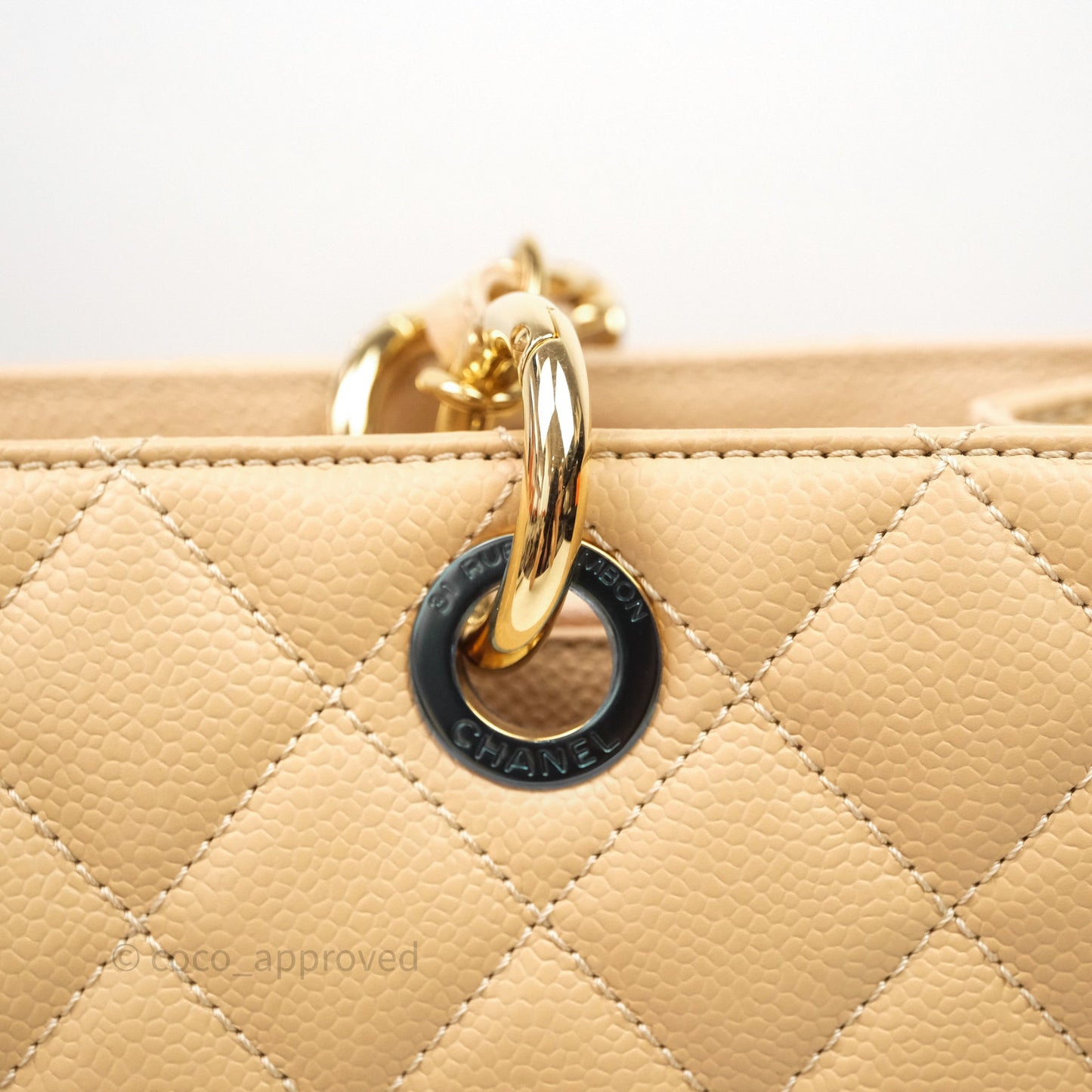 Chanel GST Beige Caviar Gold Hardware