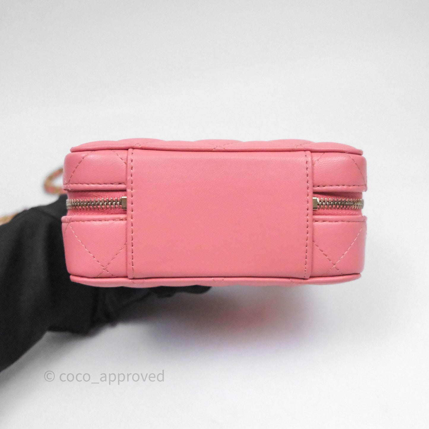 Chanel Top Handle Vanity Case Pink Lambskin Aged Gold Hardware