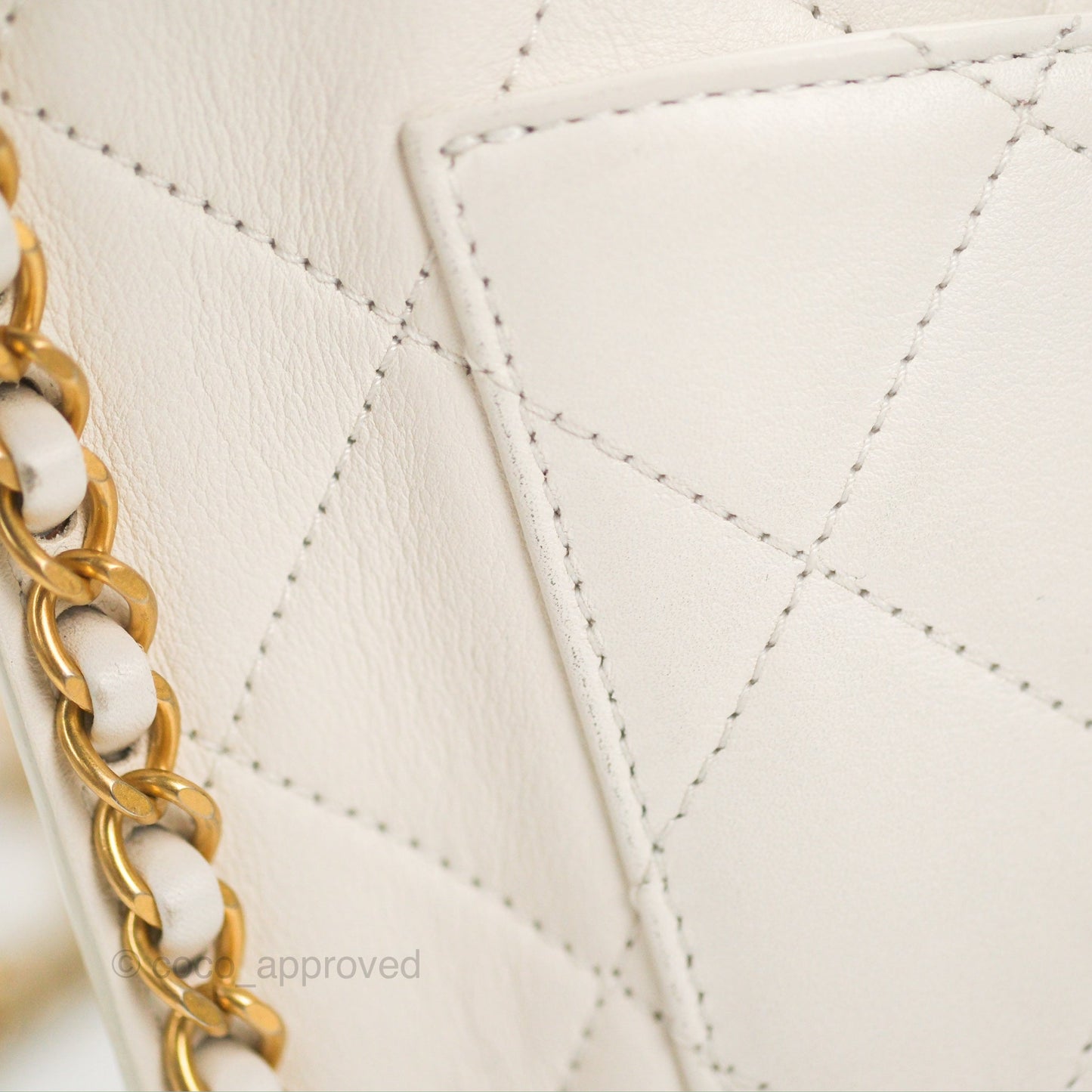 Chanel Hobo Bag White Calfskin Aged Gold Hardware 21S