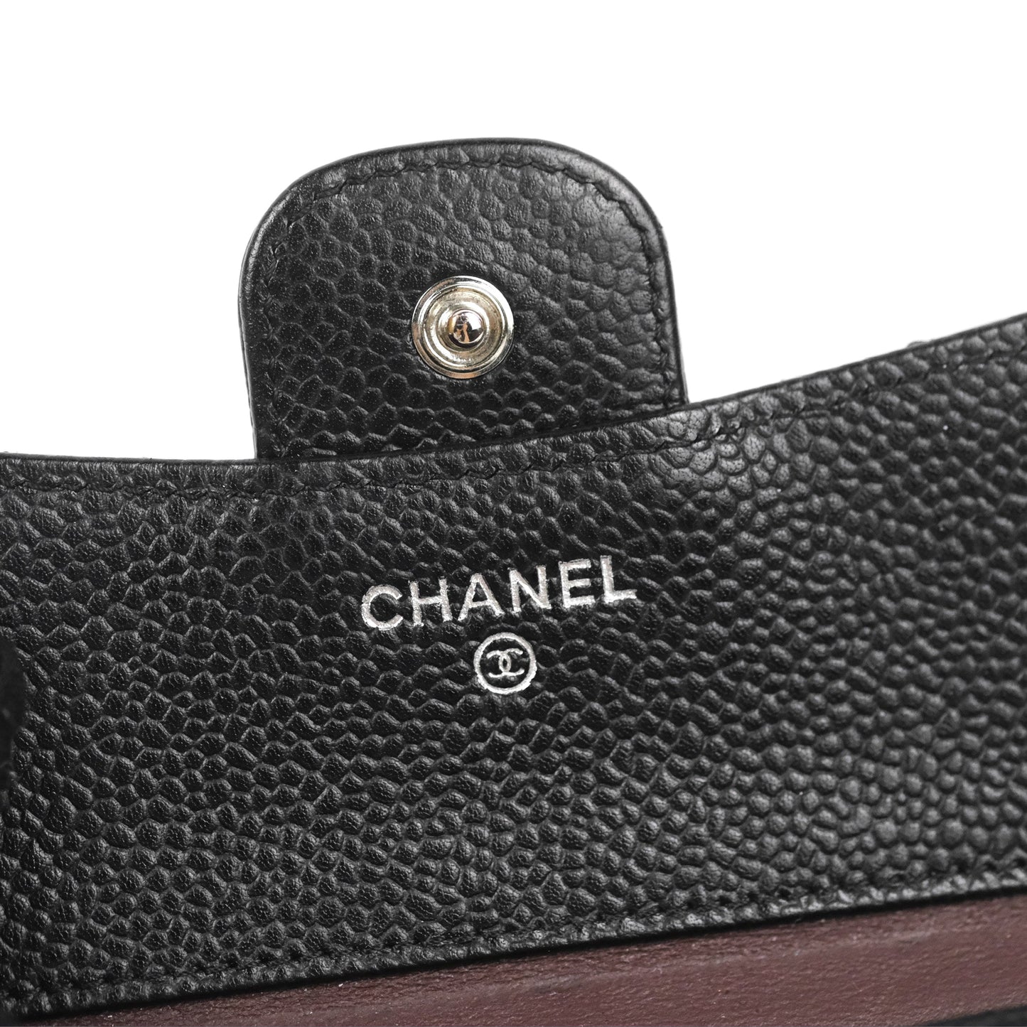 Chanel Classic Flap Wallet Black Caviar Silver Hardware