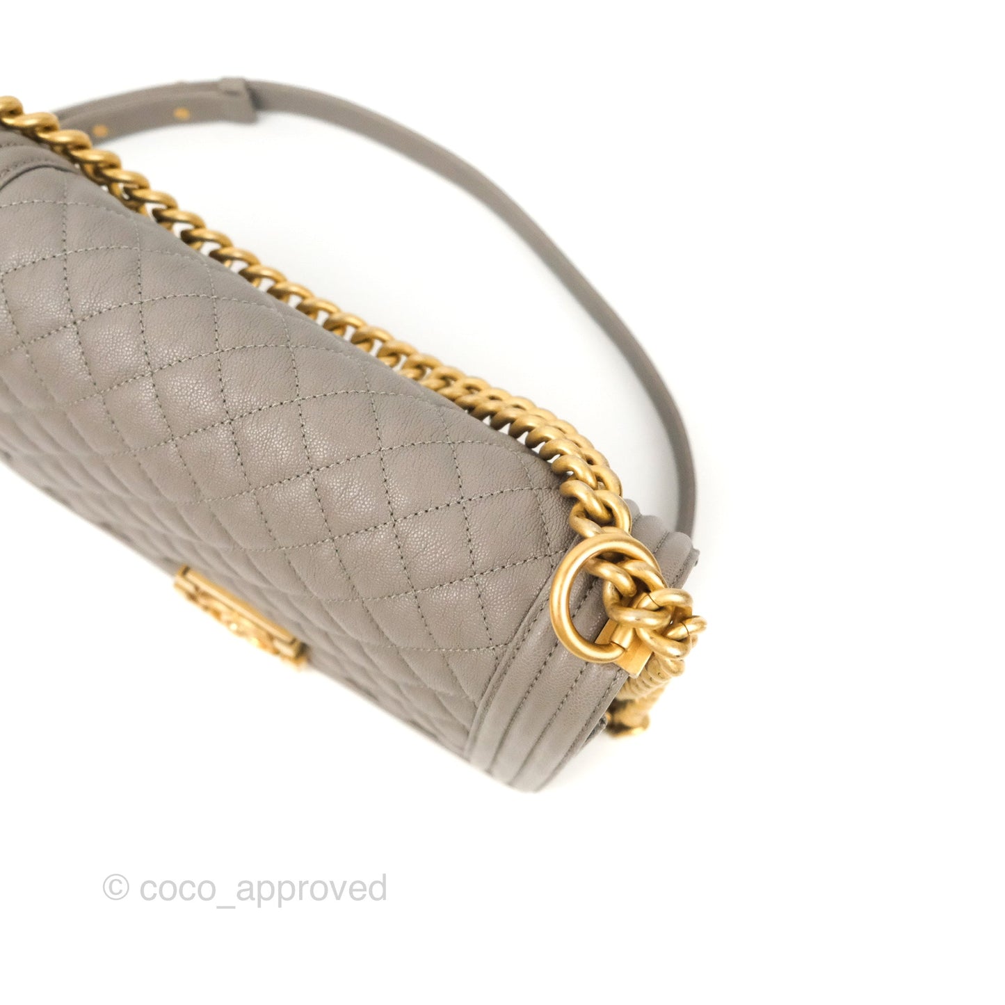 Chanel Quilted Medium Boy Grey Caviar Aged Gold Hardware