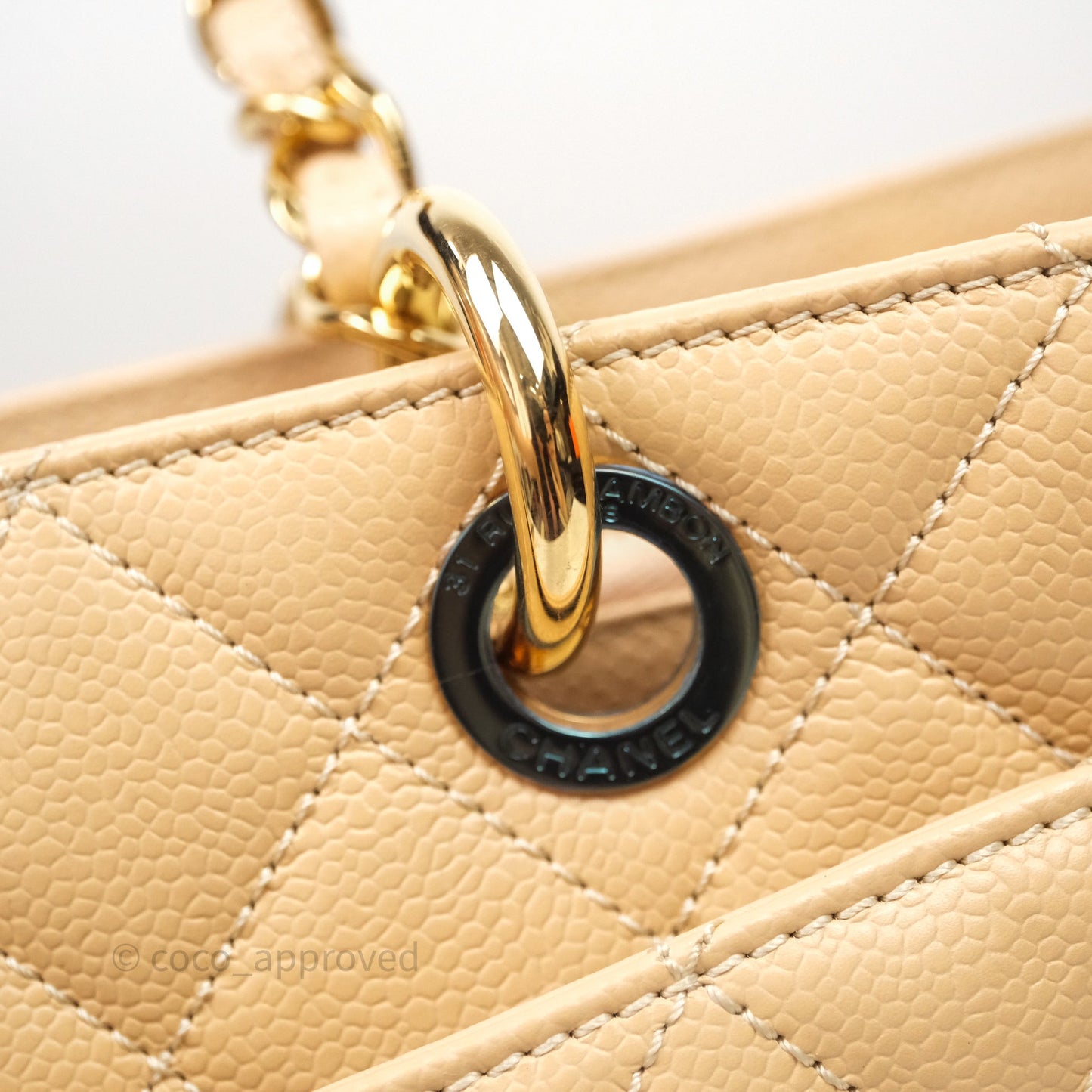 Chanel GST Beige Caviar Gold Hardware