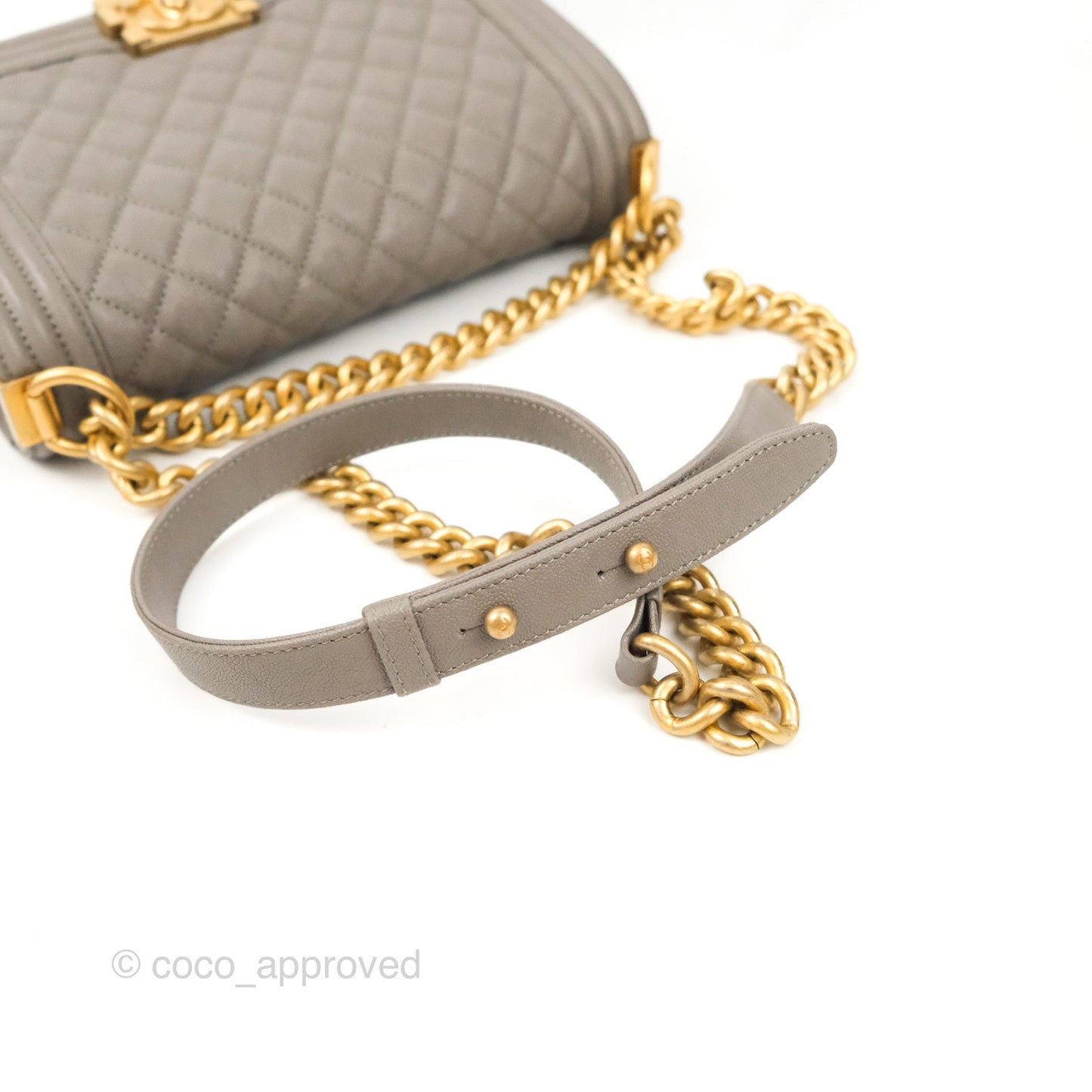 Chanel Quilted Medium Boy Grey Caviar Aged Gold Hardware