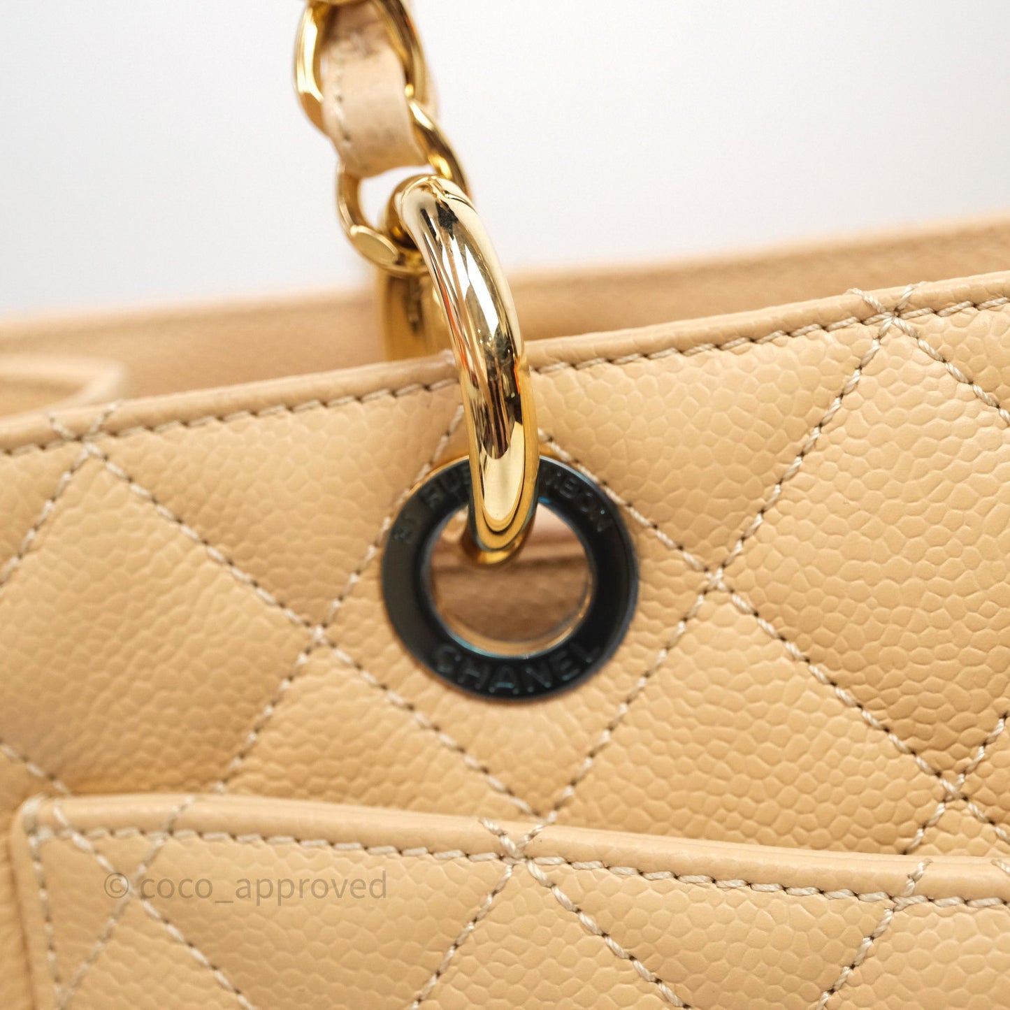 Chanel GST Beige Caviar Gold Hardware