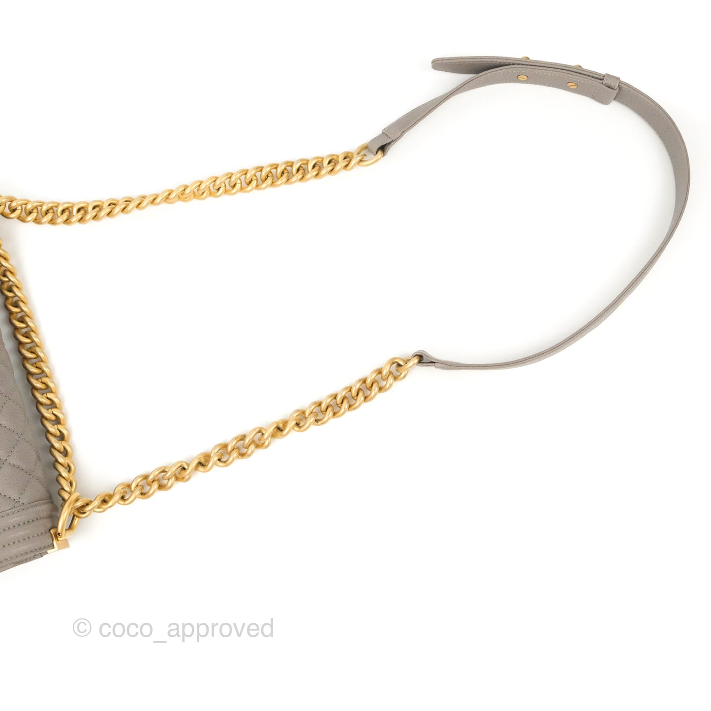 Chanel Quilted Medium Boy Grey Caviar Aged Gold Hardware