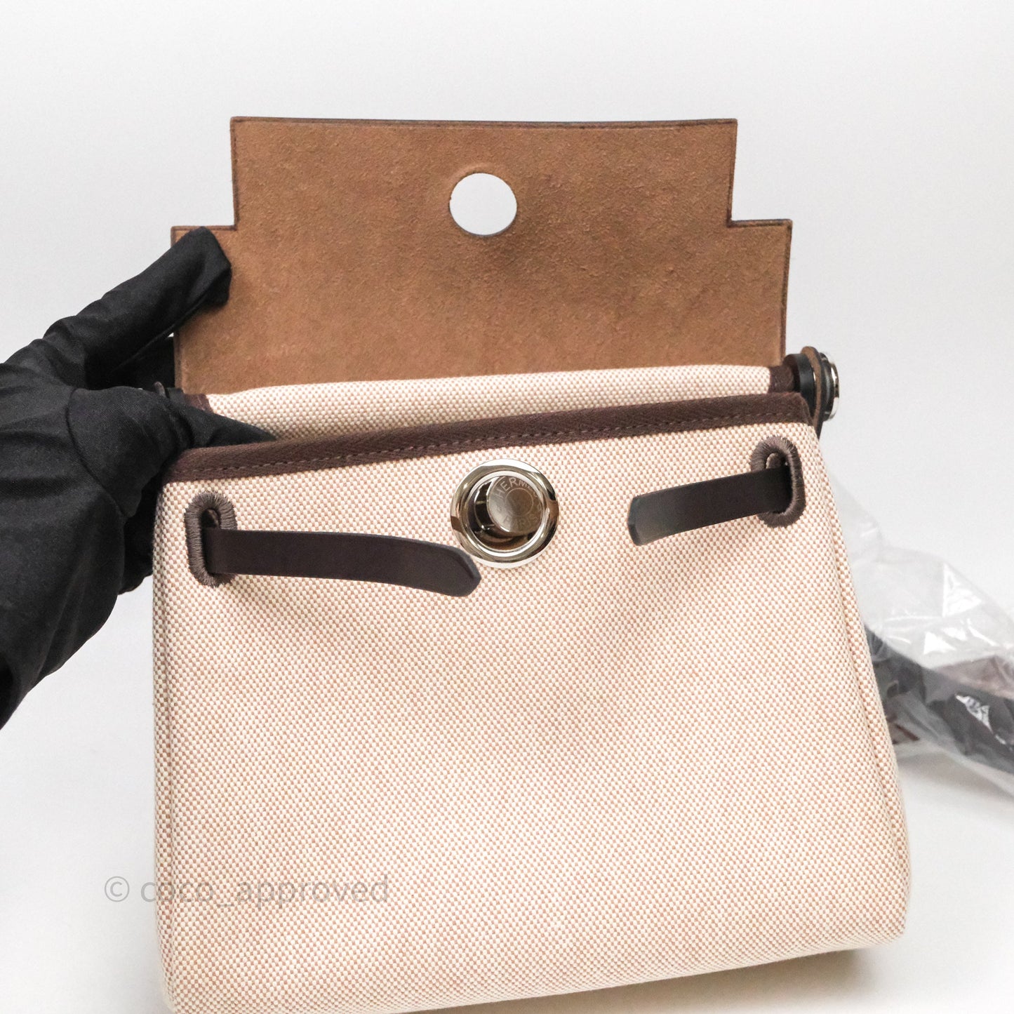 Hermès Mini Herbag Ebene 46 Canvas Palladium Hardware