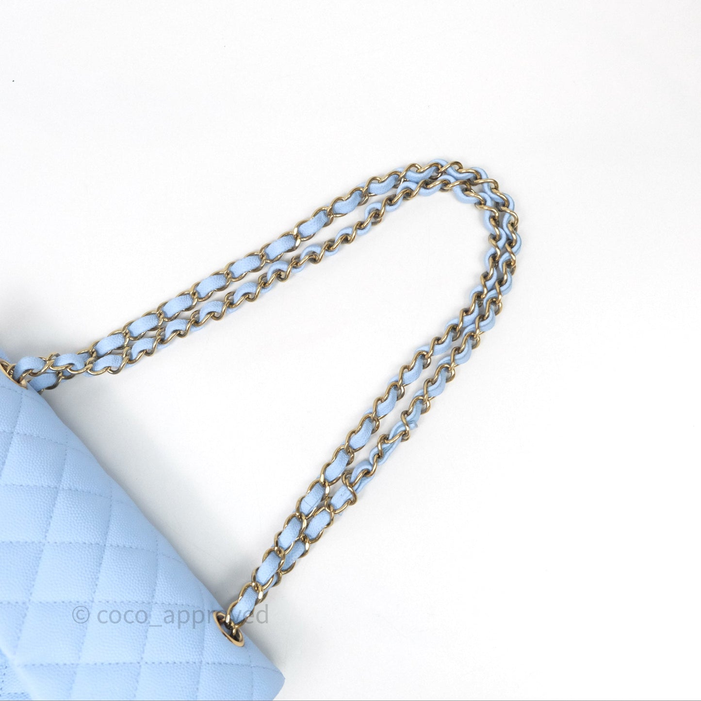 Chanel Small Classic Flap Quilted Sky Blue Caviar Gold Hardware