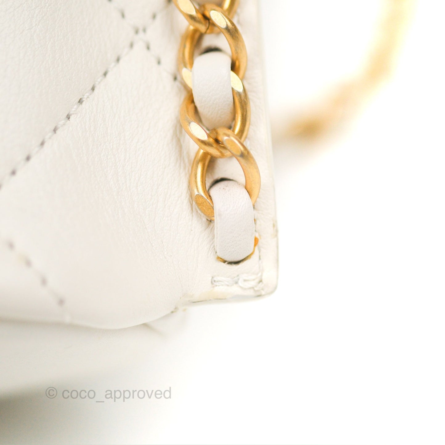 Chanel Hobo Bag White Calfskin Aged Gold Hardware 21S
