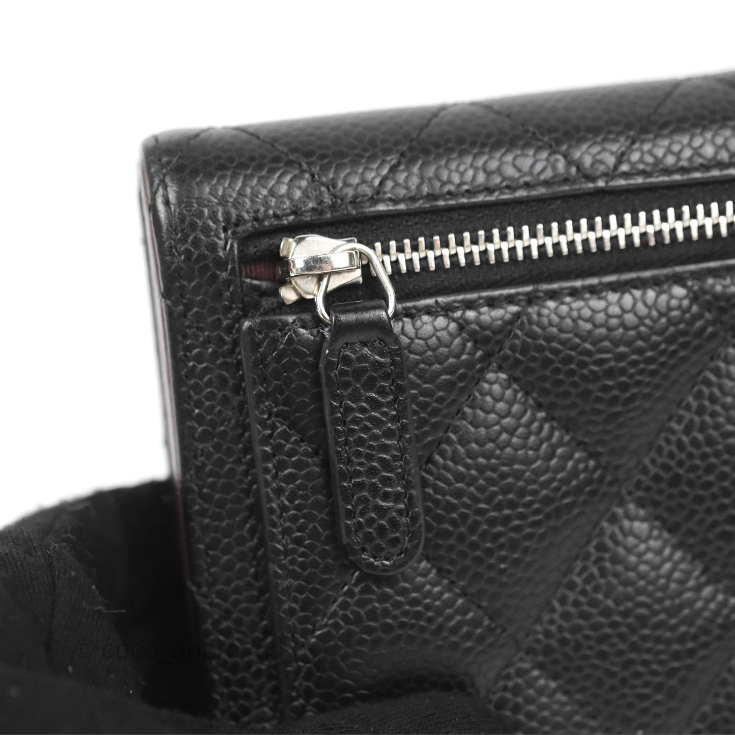 Chanel Classic Flap Wallet Black Caviar Silver Hardware