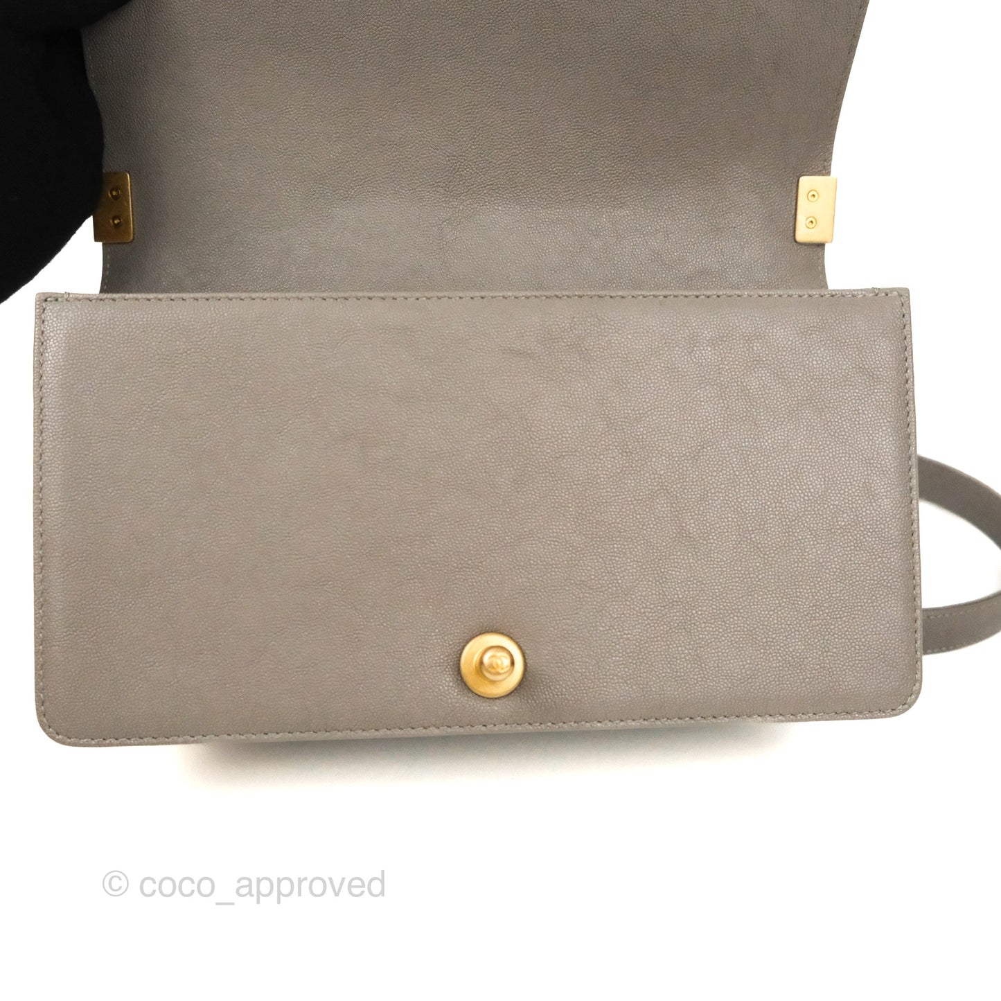 Chanel Quilted Medium Boy Grey Caviar Aged Gold Hardware