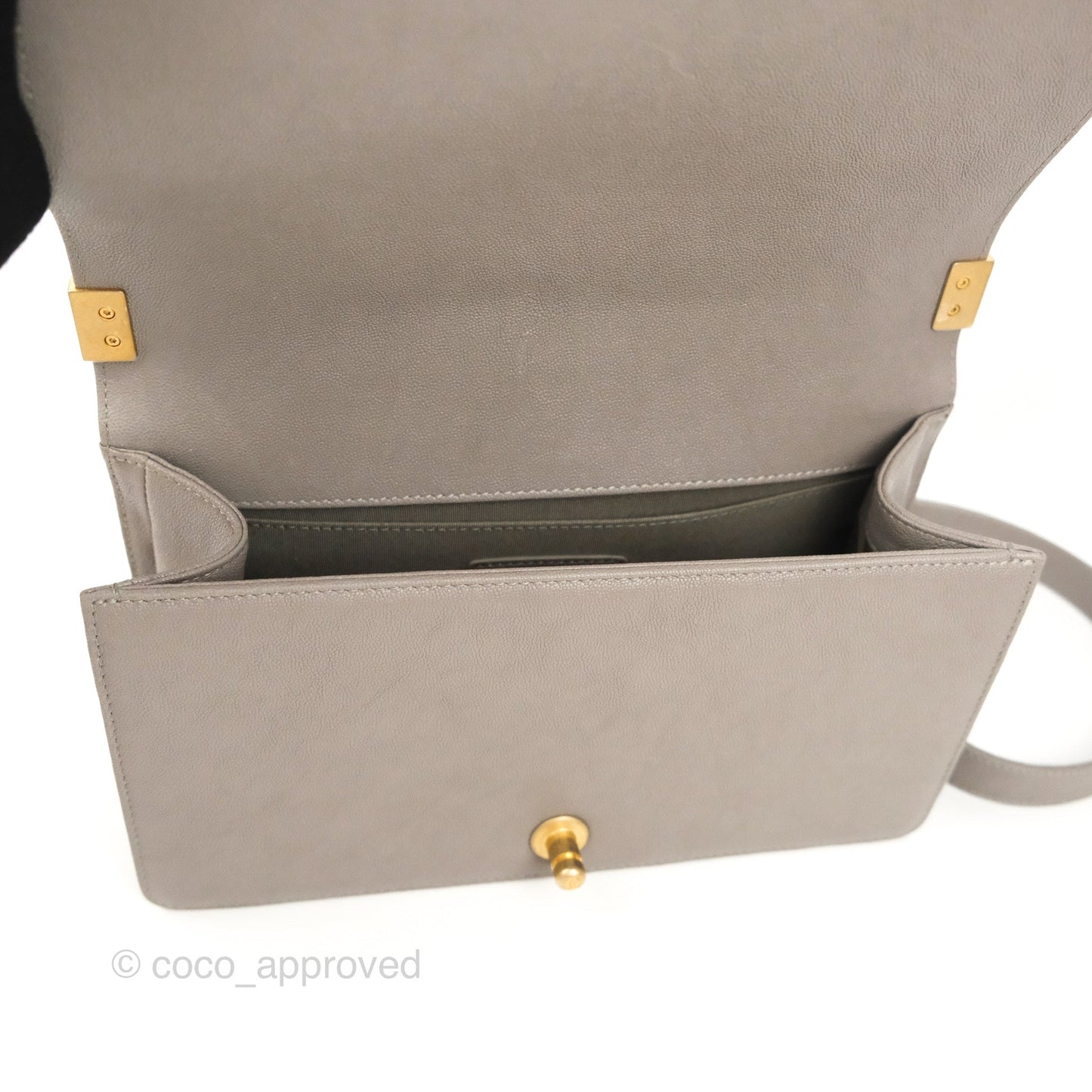 Chanel Quilted Medium Boy Grey Caviar Aged Gold Hardware