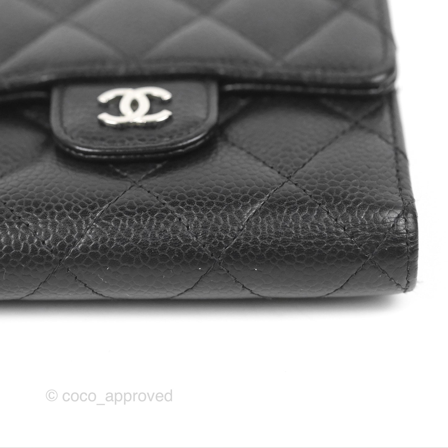 Chanel Classic Flap Wallet Black Caviar Silver Hardware