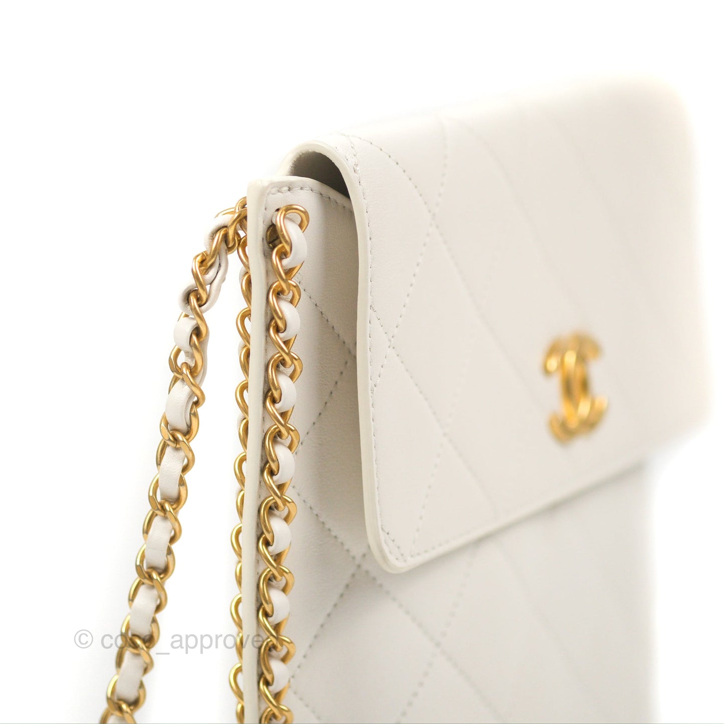 Chanel Hobo Bag White Calfskin Aged Gold Hardware 21S