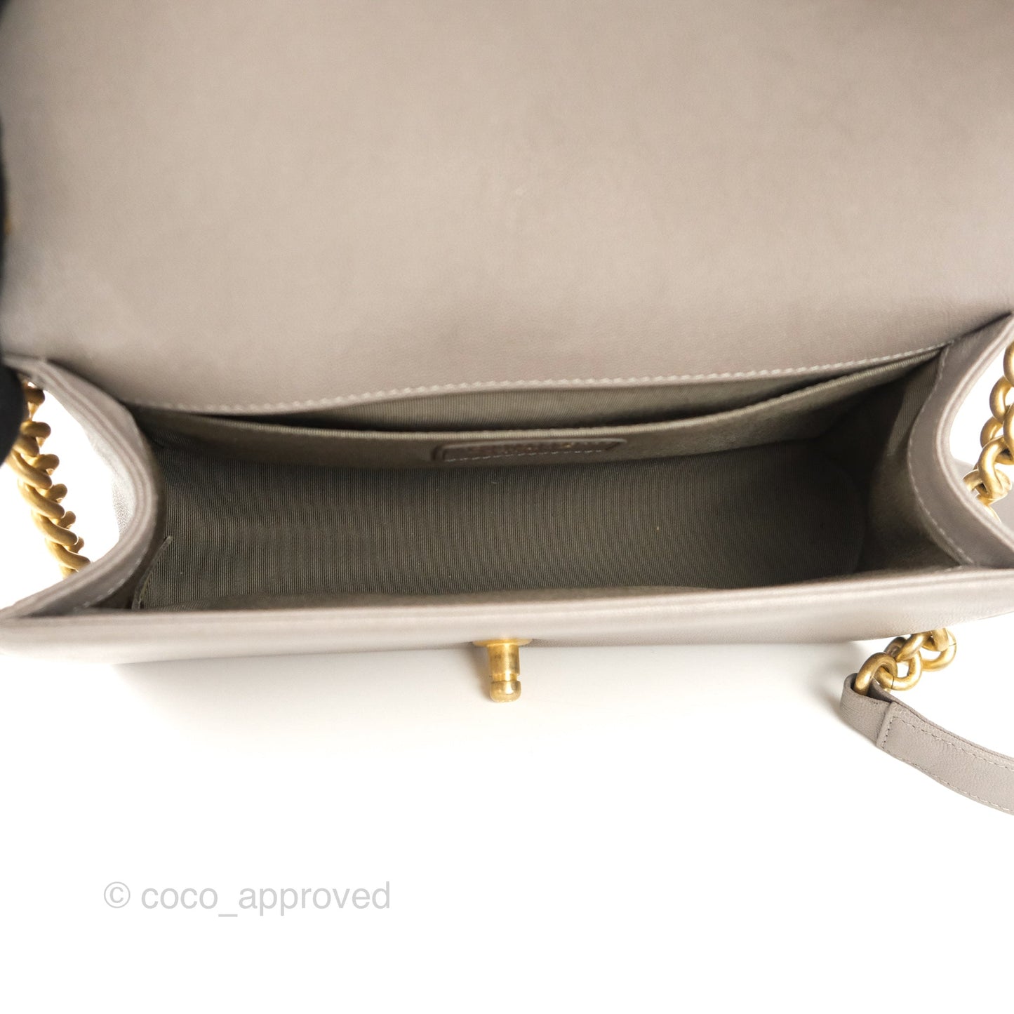 Chanel Quilted Medium Boy Grey Caviar Aged Gold Hardware