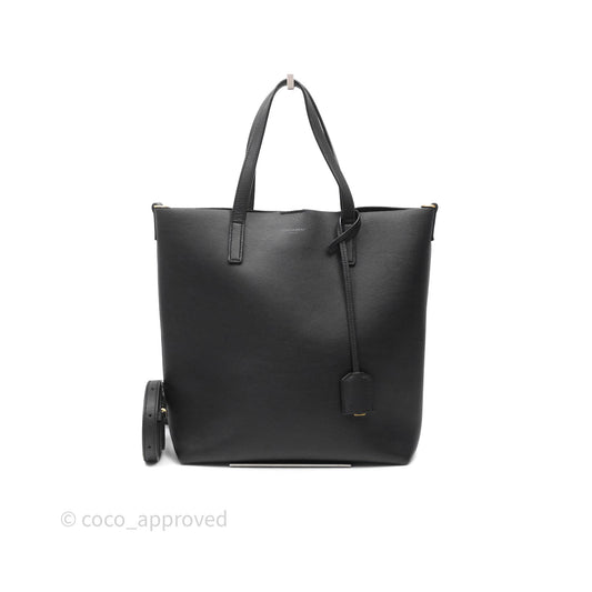 Saint Laurent Calfskin Shopping Tote Bag Black Gold Hardware