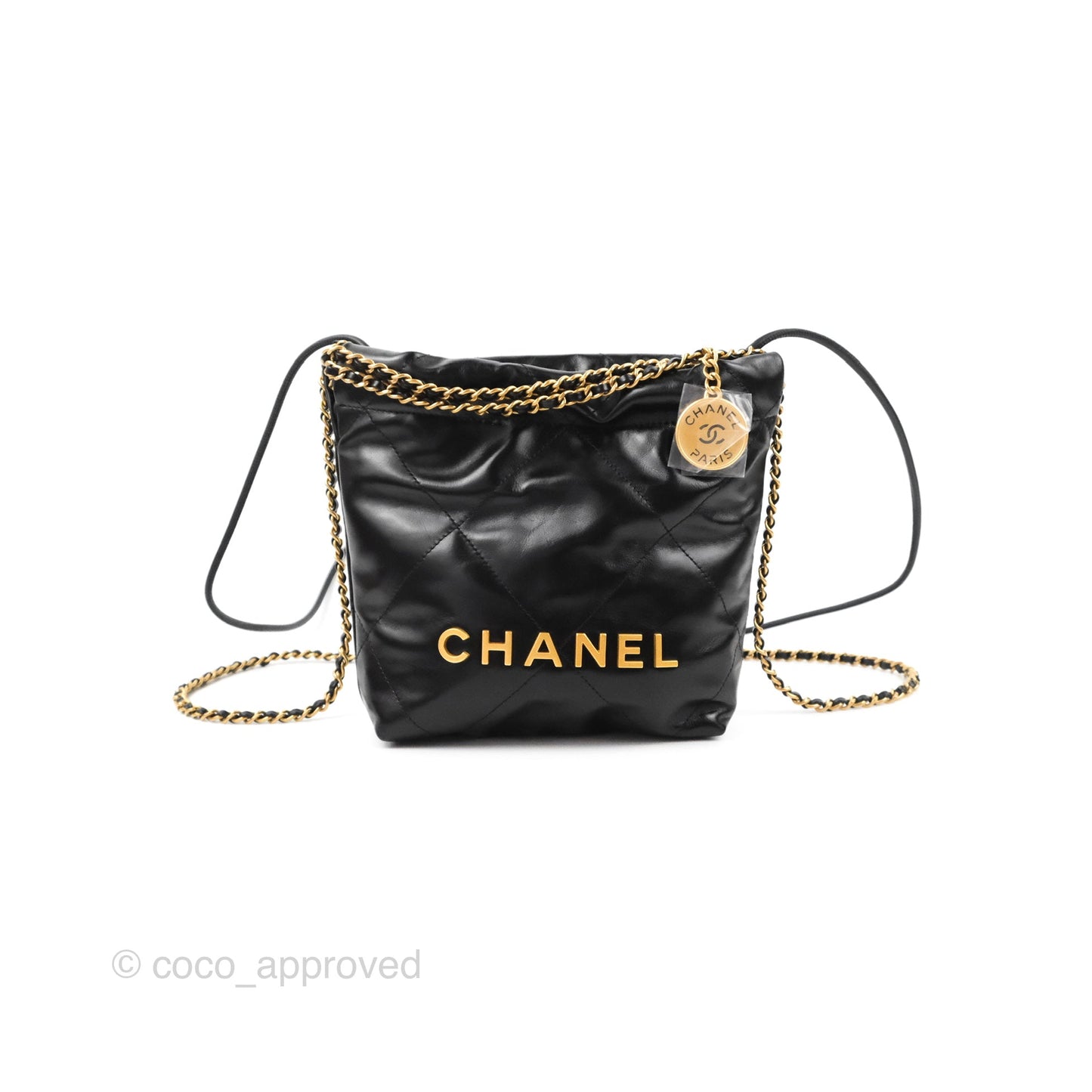 Chanel 22 Mini Bag Black Shiny Crumpled Calfskin