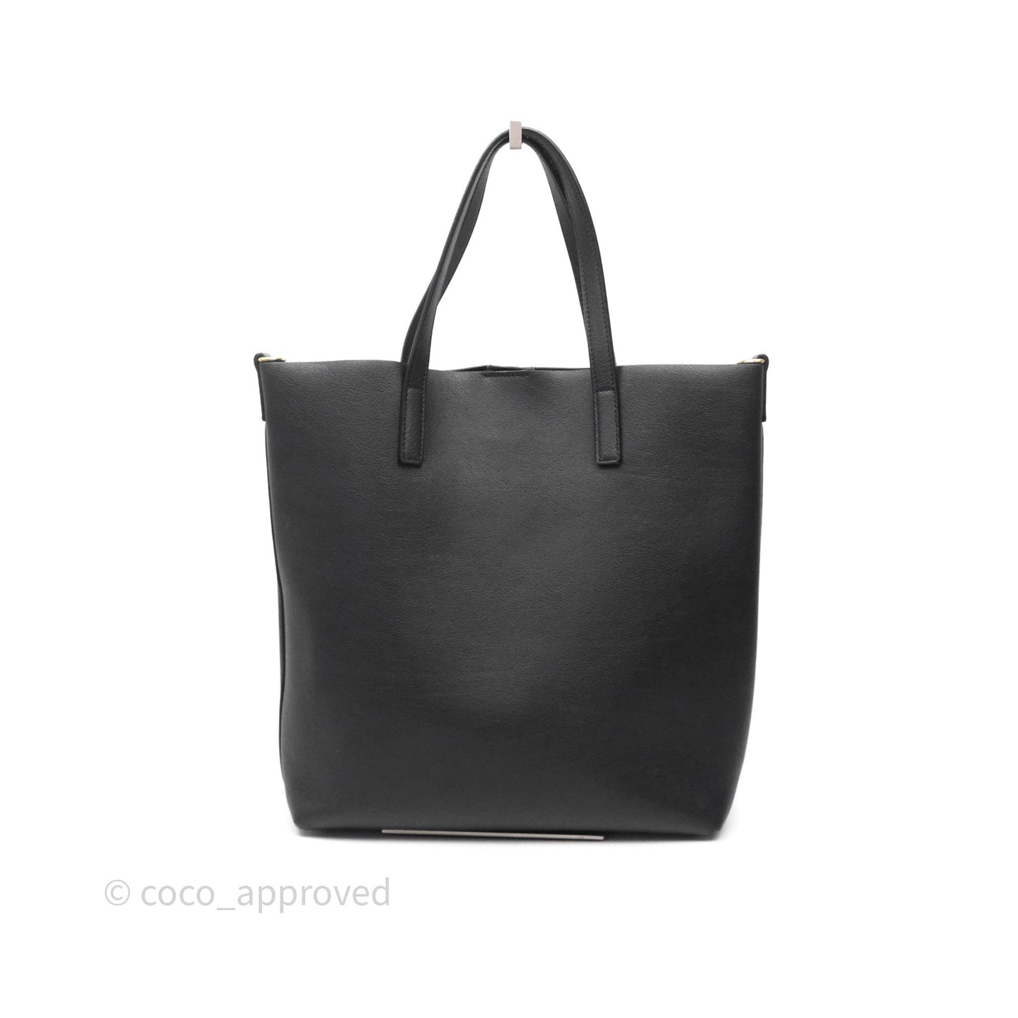 Saint Laurent Calfskin Shopping Tote Bag Black Gold Hardware
