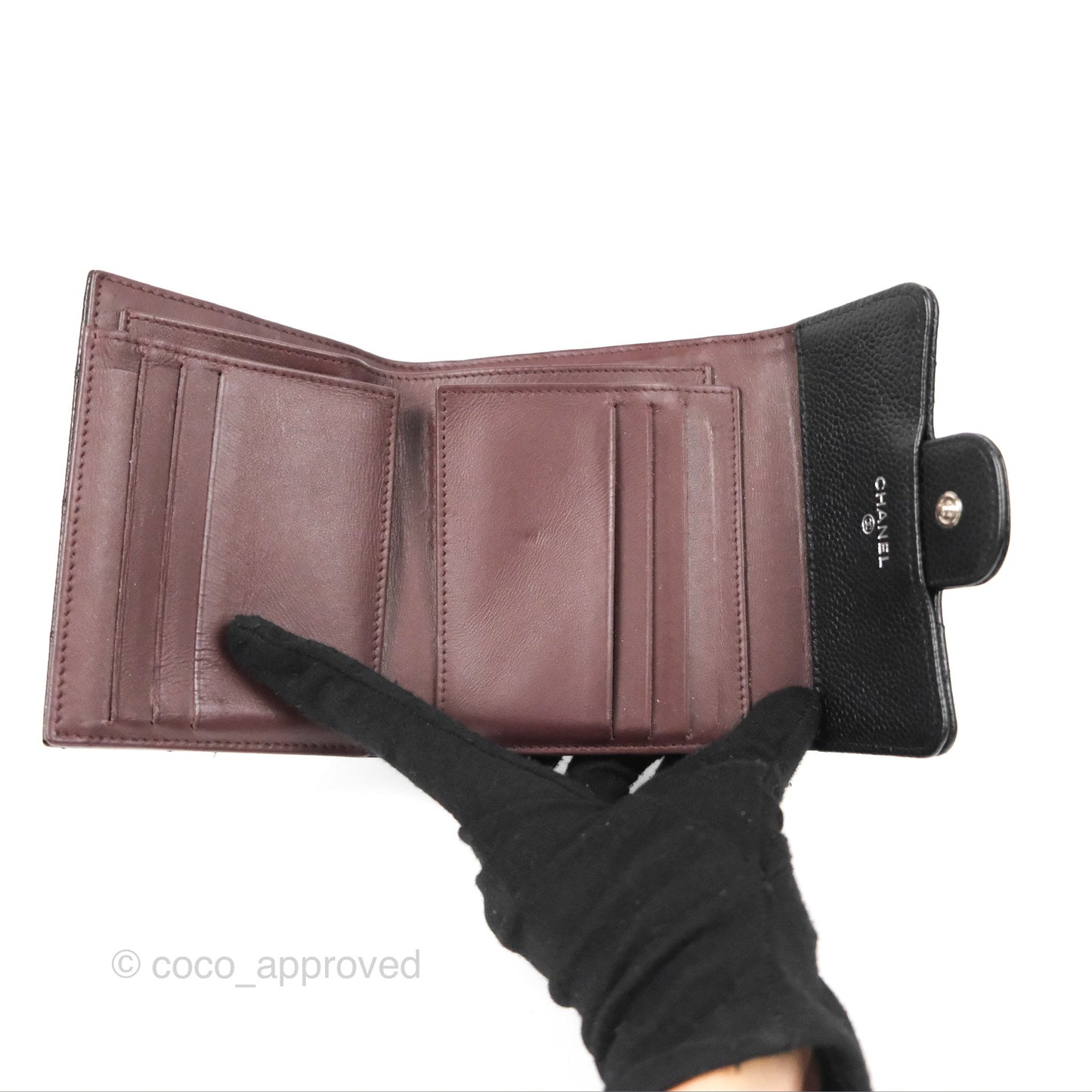 Chanel Classic Flap Wallet Black Caviar Silver Hardware