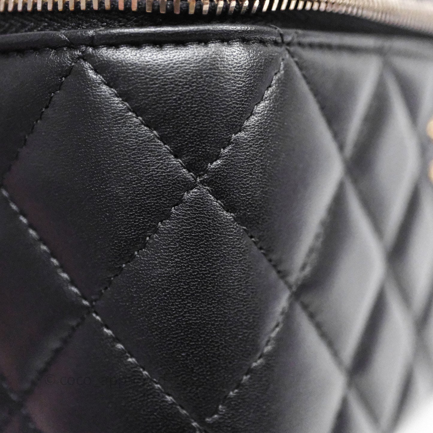 Chanel Vanity Rectangular Metal Top Handle Black Lambskin Aged Gold Hardware