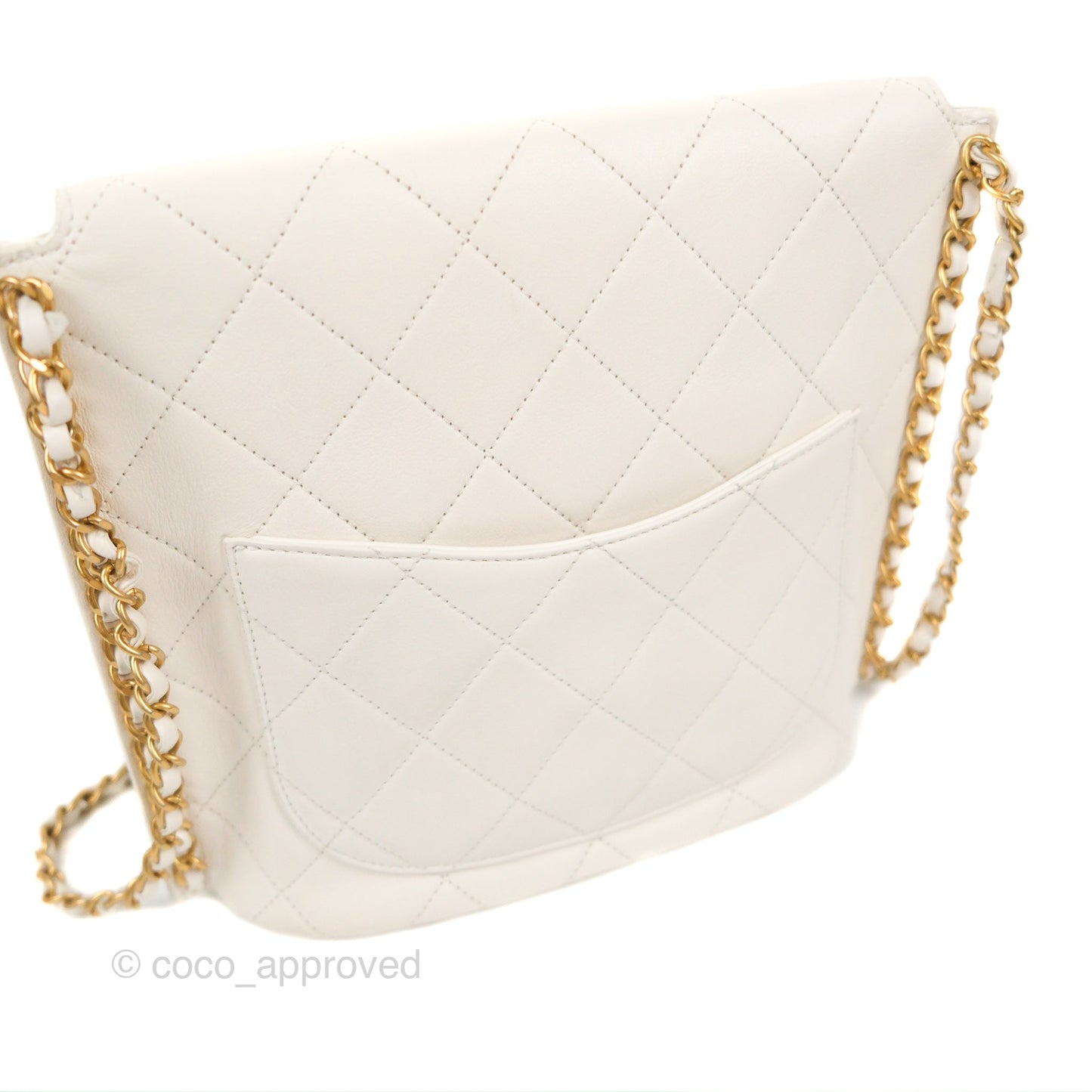 Chanel Hobo Bag White Calfskin Aged Gold Hardware 21S