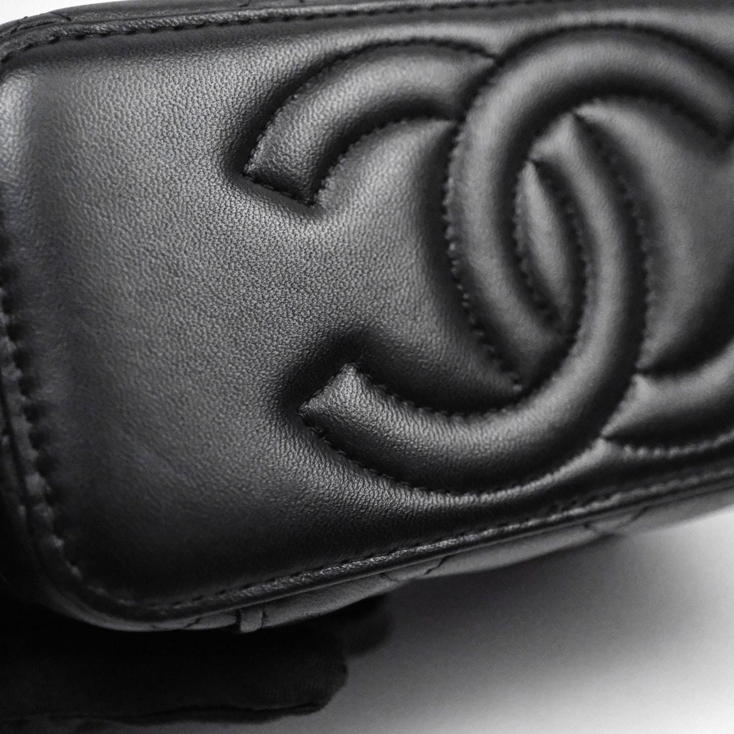 Chanel Vanity Rectangular Metal Top Handle Black Lambskin Aged Gold Hardware