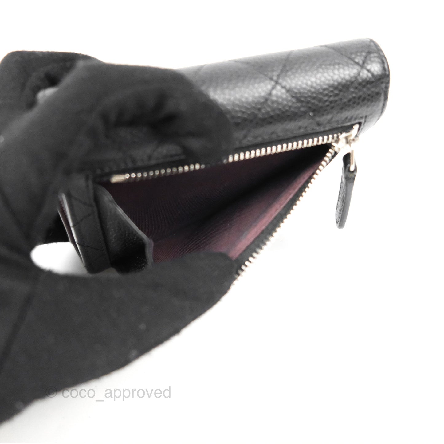 Chanel Classic Flap Wallet Black Caviar Silver Hardware