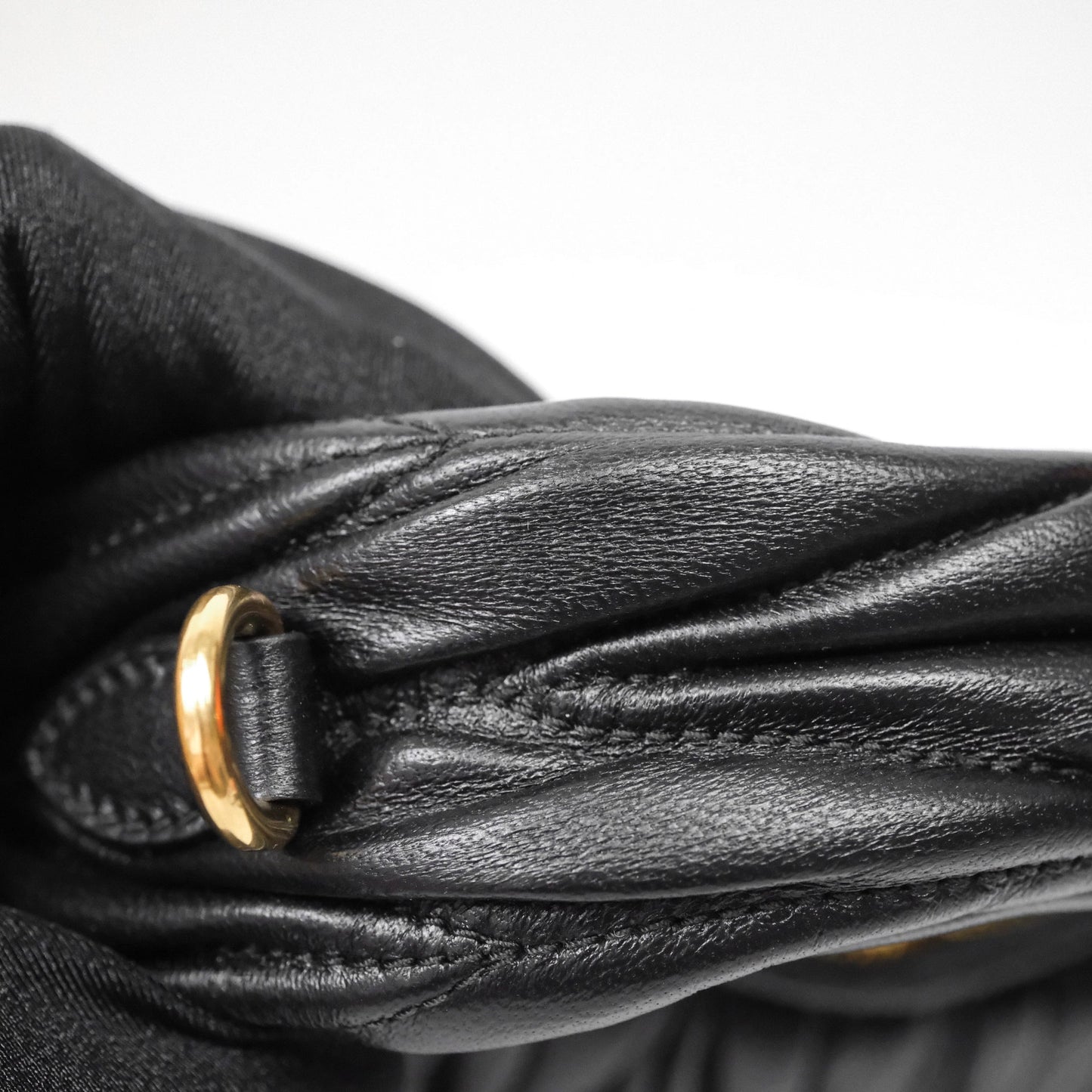 Miu Miu Wander Matelassé Nappa Leather Hobo Mini Bag Black