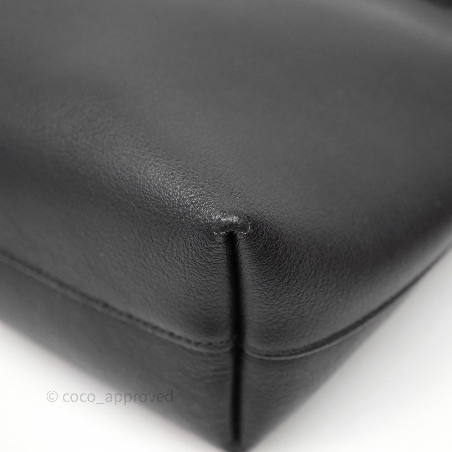Saint Laurent Calfskin Shopping Tote Bag Black Gold Hardware