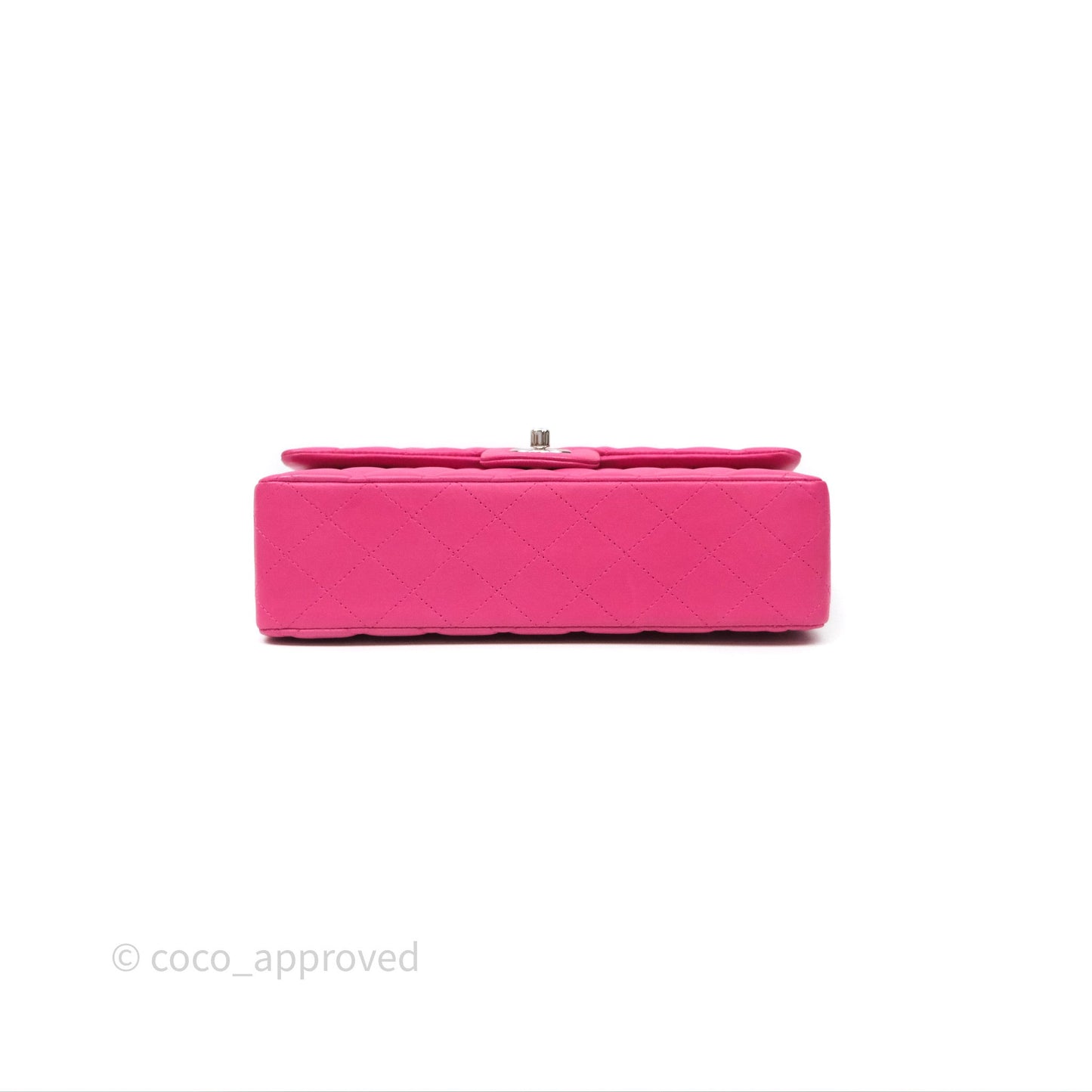 Chanel Classic M/L Medium Flap Quilted Hot Pink Lambskin Silver Hardware