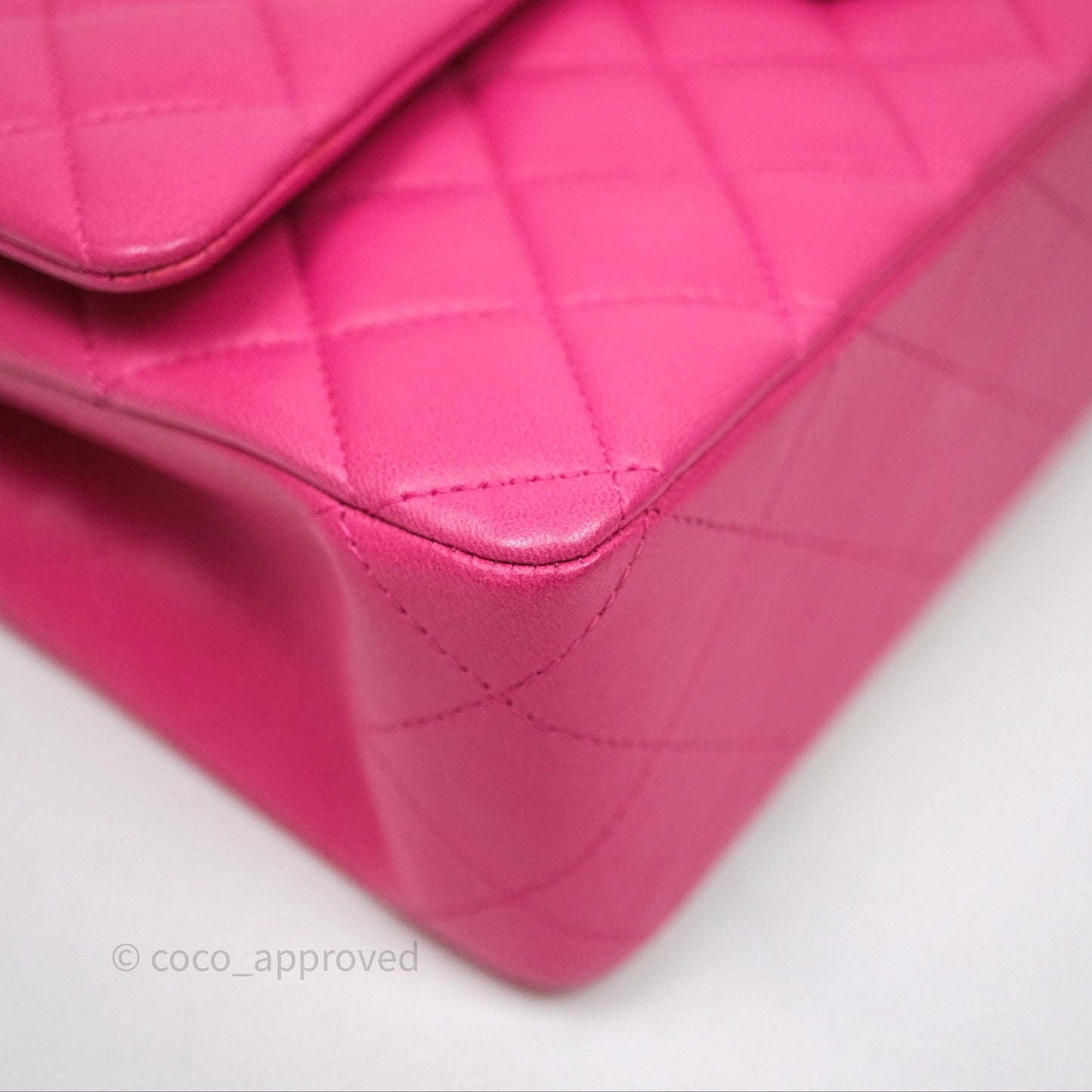 Chanel Classic M/L Medium Flap Quilted Hot Pink Lambskin Silver Hardware