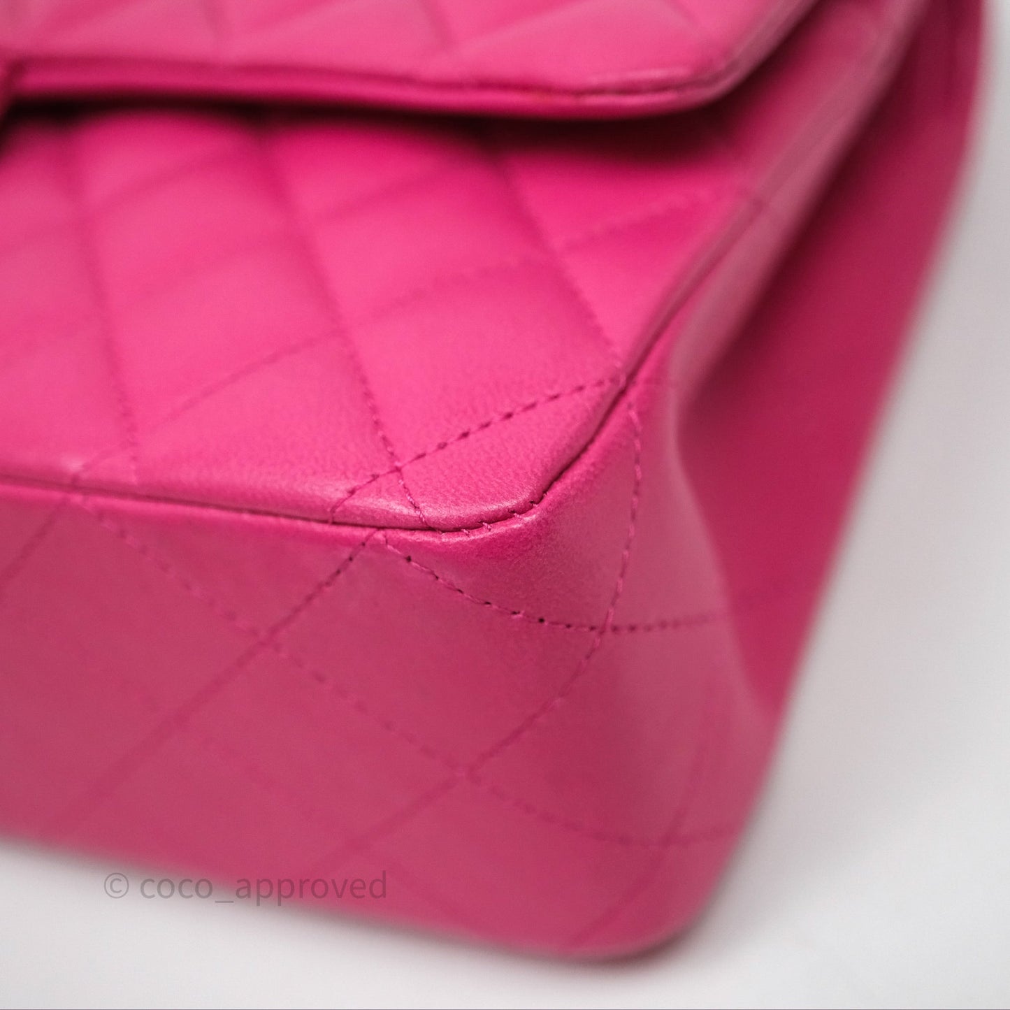 Chanel Classic M/L Medium Flap Quilted Hot Pink Lambskin Silver Hardware