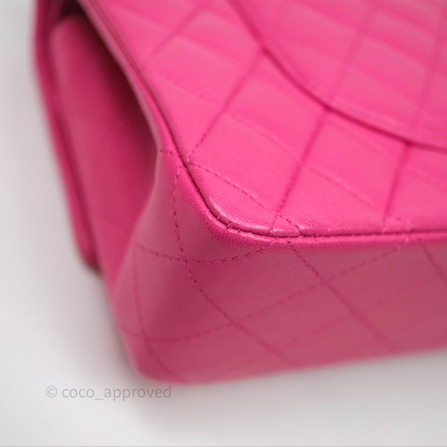 Chanel Classic M/L Medium Flap Quilted Hot Pink Lambskin Silver Hardware