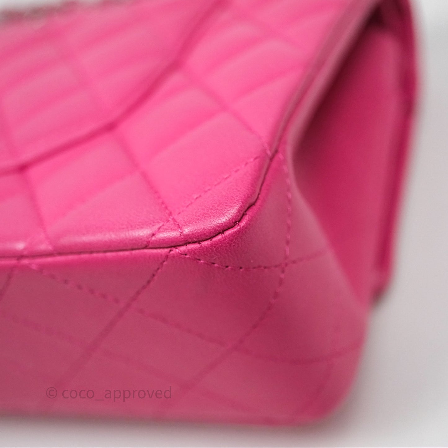 Chanel Classic M/L Medium Flap Quilted Hot Pink Lambskin Silver Hardware