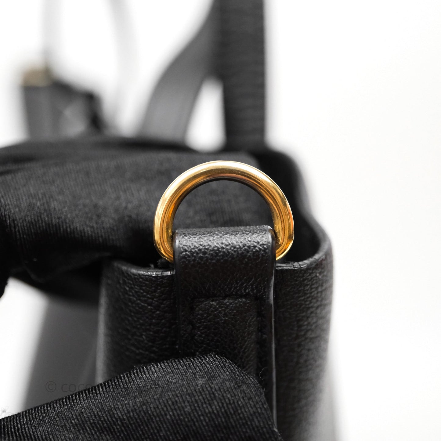 Saint Laurent Calfskin Shopping Tote Bag Black Gold Hardware