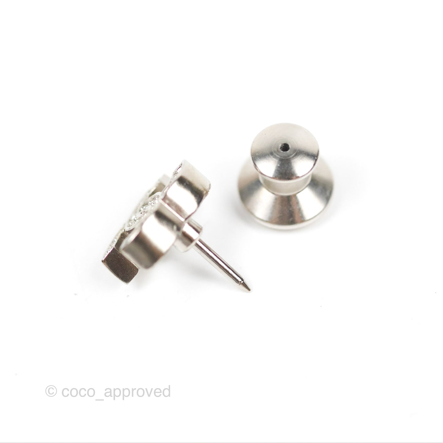 Chanel Silver CC Star Bow Crystal 3 Pins